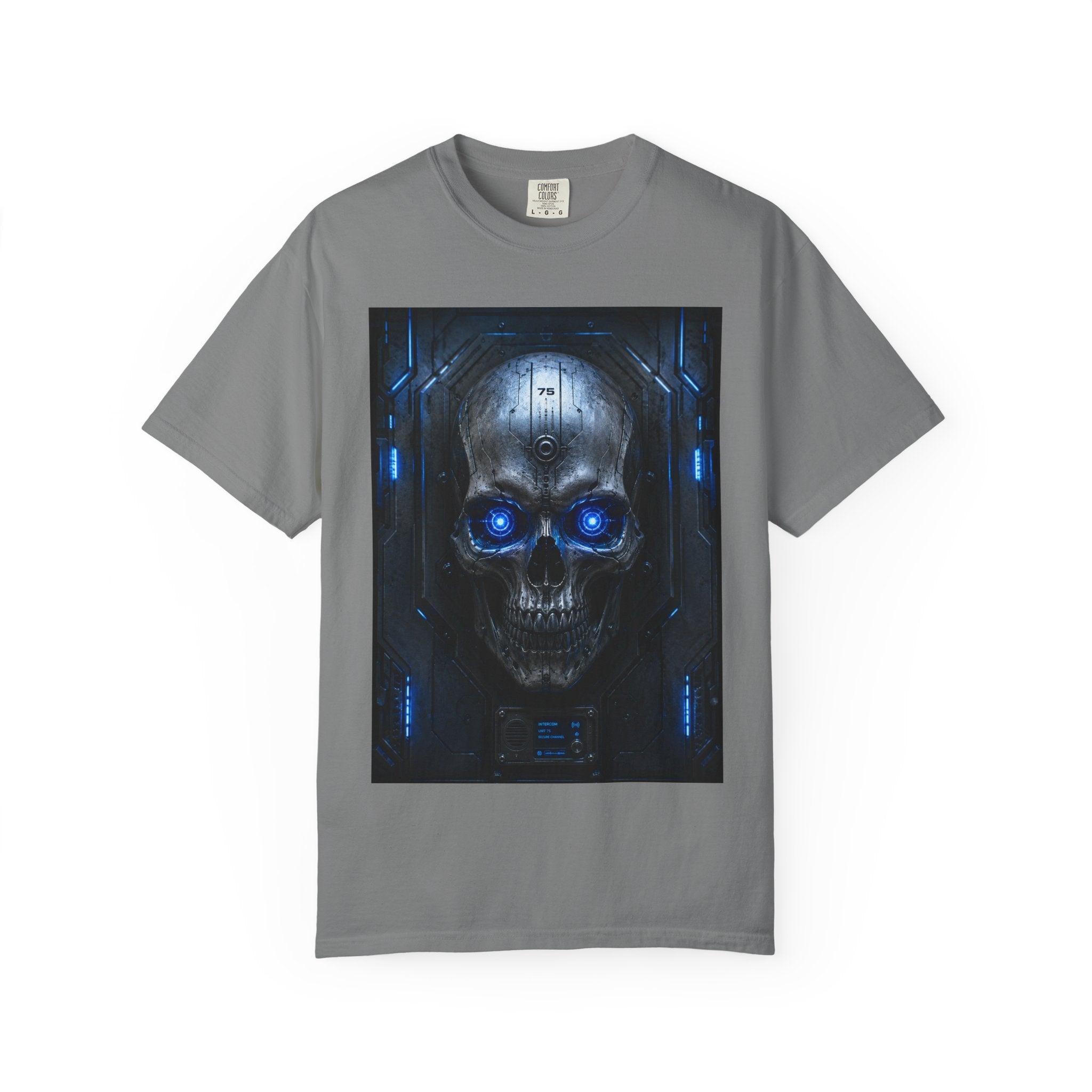 Blue Cyber Skull T-shirt | Futuristic Skull Graphic Tee