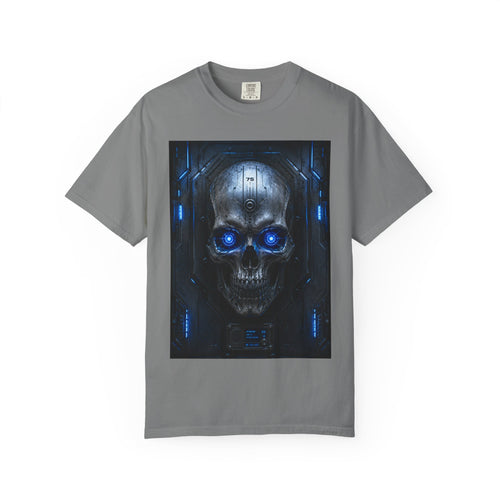 Blue Cyber Skull T-shirt | Futuristic Skull Graphic Tee