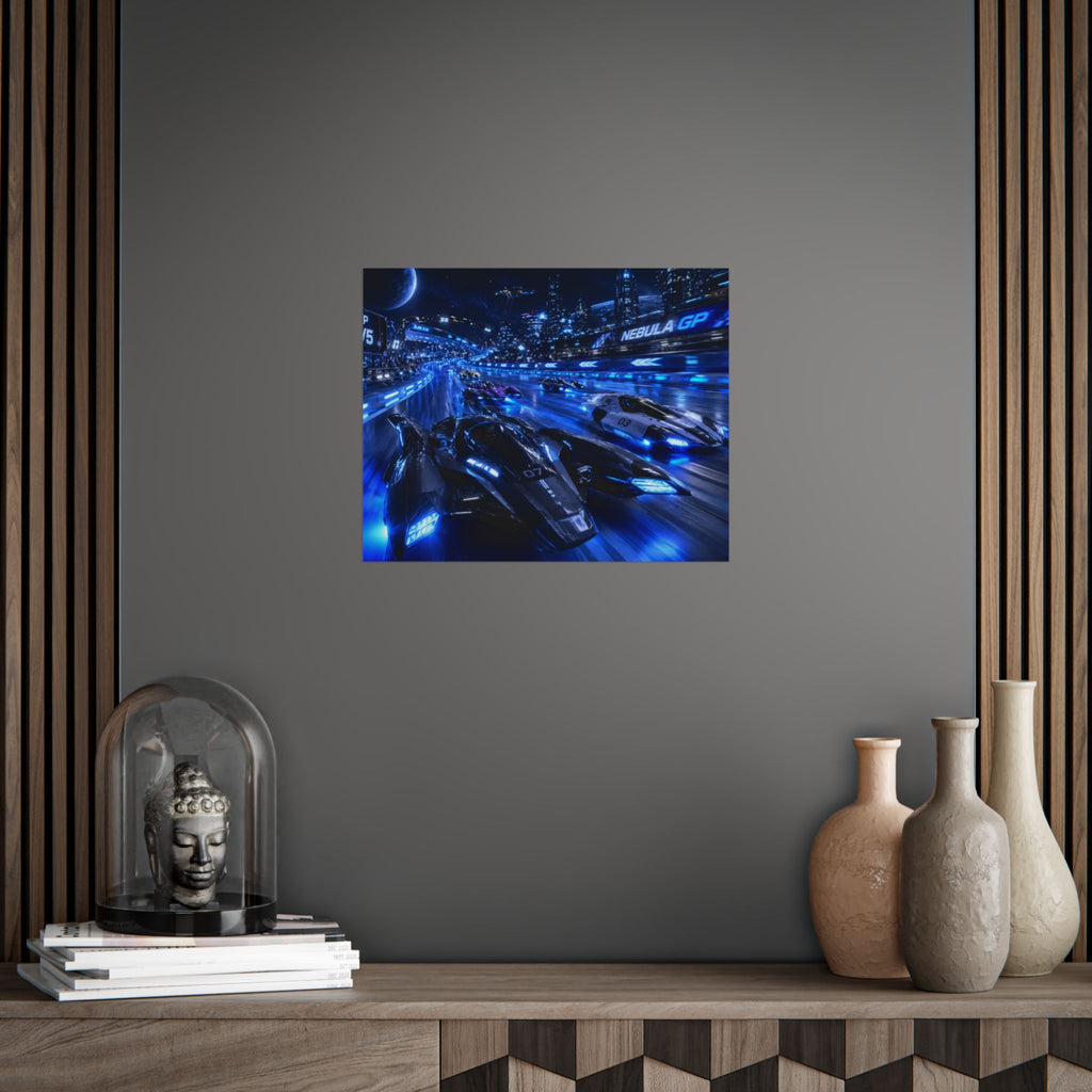 Futuristic Racing Poster — Nebula GP High-Speed Sci‑Fi Print
