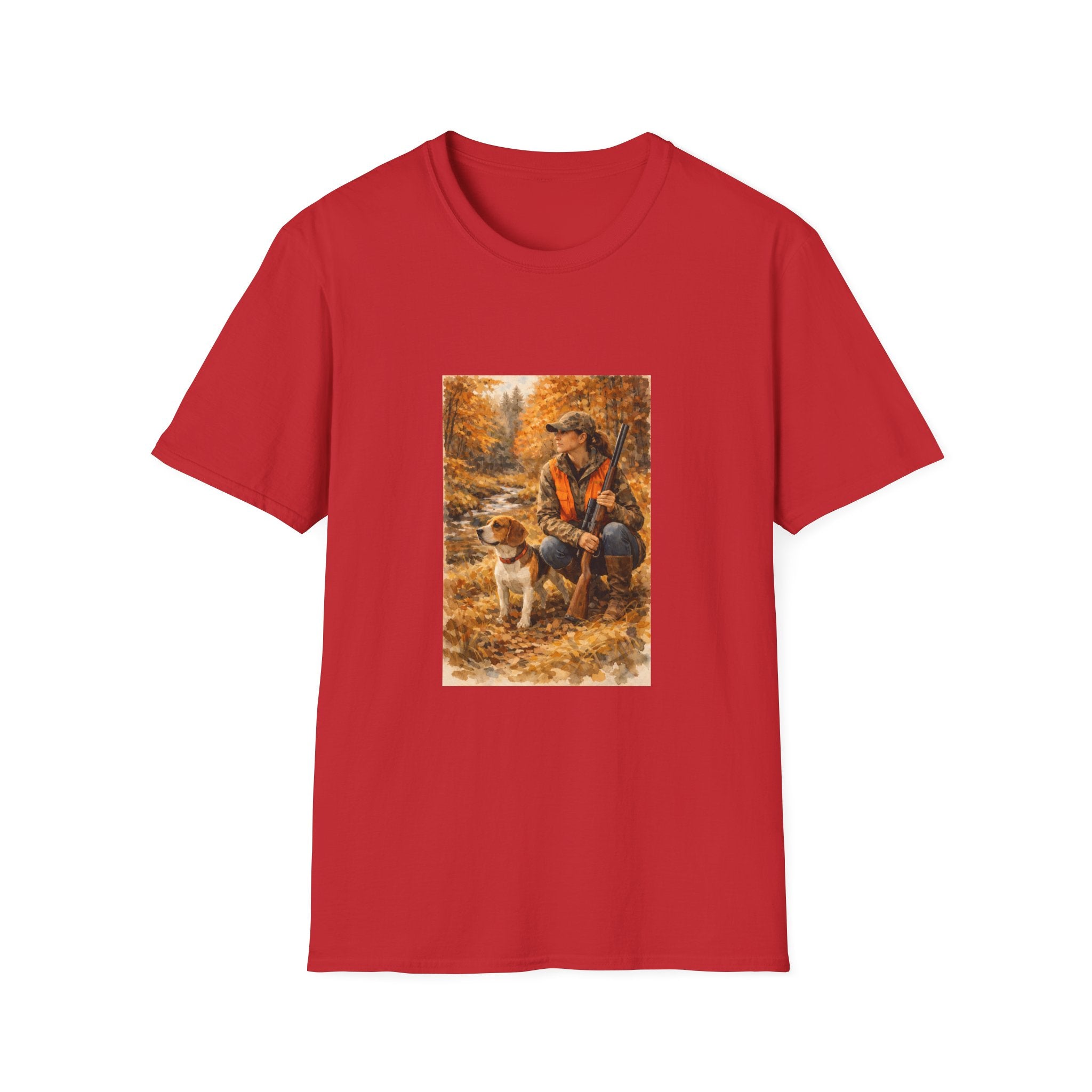 Hunting With Dog Tee — Autumn Camouflage Retriever Forest Shirt