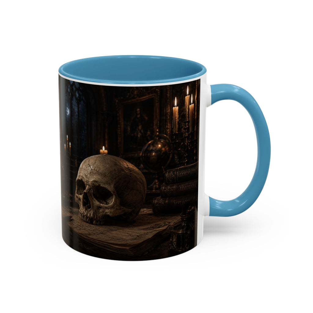 Gothic Skull Coffee Mug — Candlelit Occult Library Accent Mug (11/15oz)