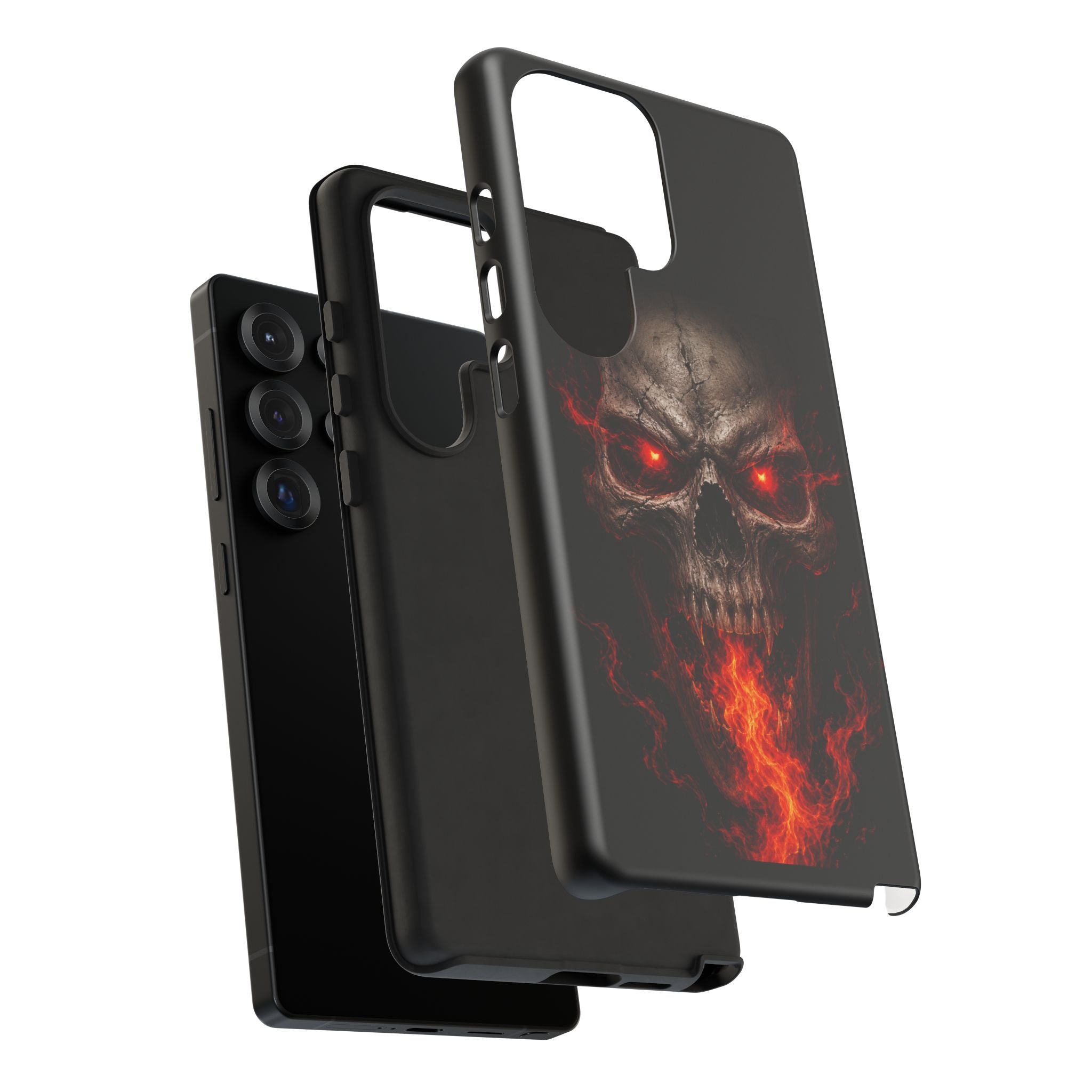 Flaming Skull Tough Case — Heavy-Duty Phone Case with Red-Eye Skull Design