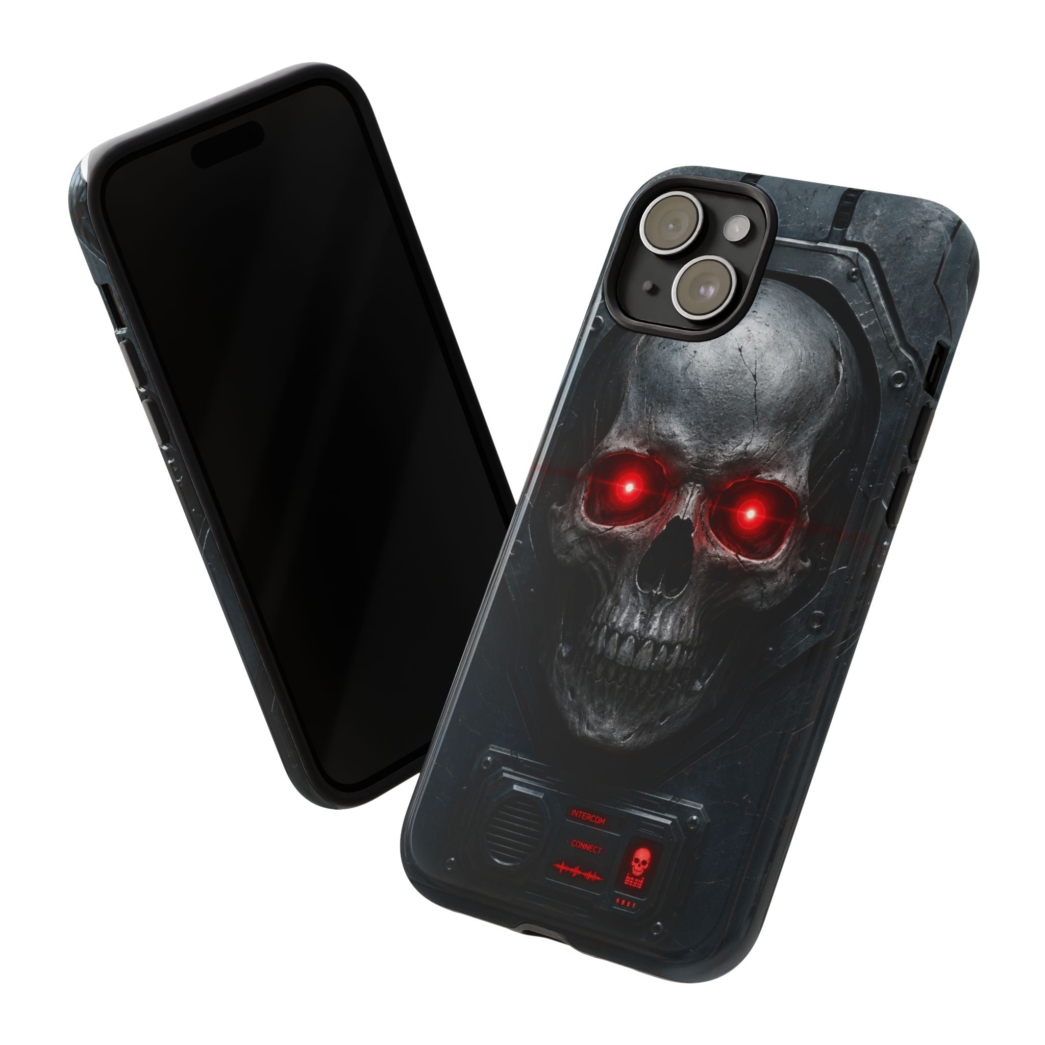 Skull Sentinel Phone Case — Red-Eyed Tactical Skull Protective Case