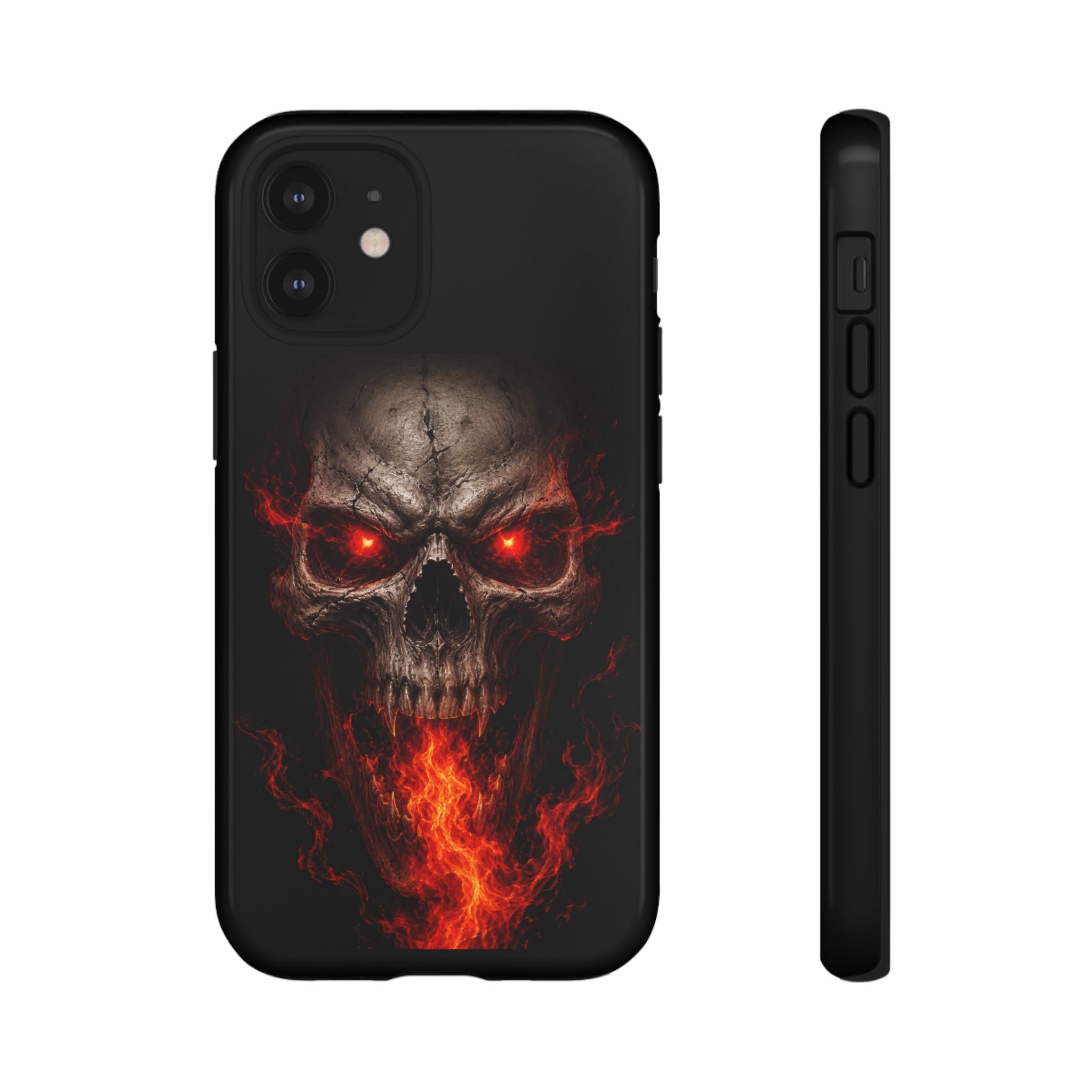 Flaming Skull Tough Case — Heavy-Duty Phone Case with Red-Eye Skull Design