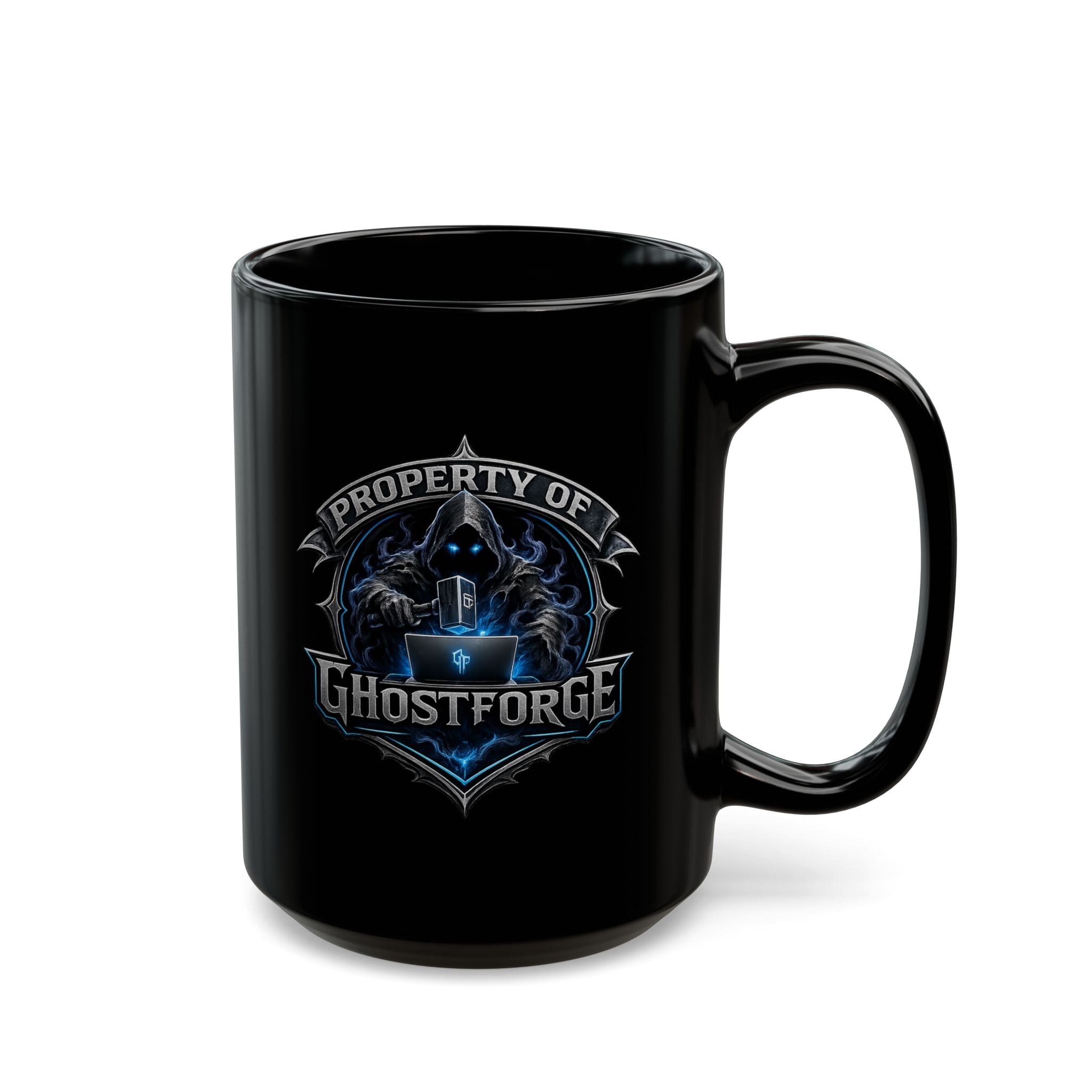GhostForge Studio Logo Black Mug — Property of GFs Coffee Cup (11oz/15oz)