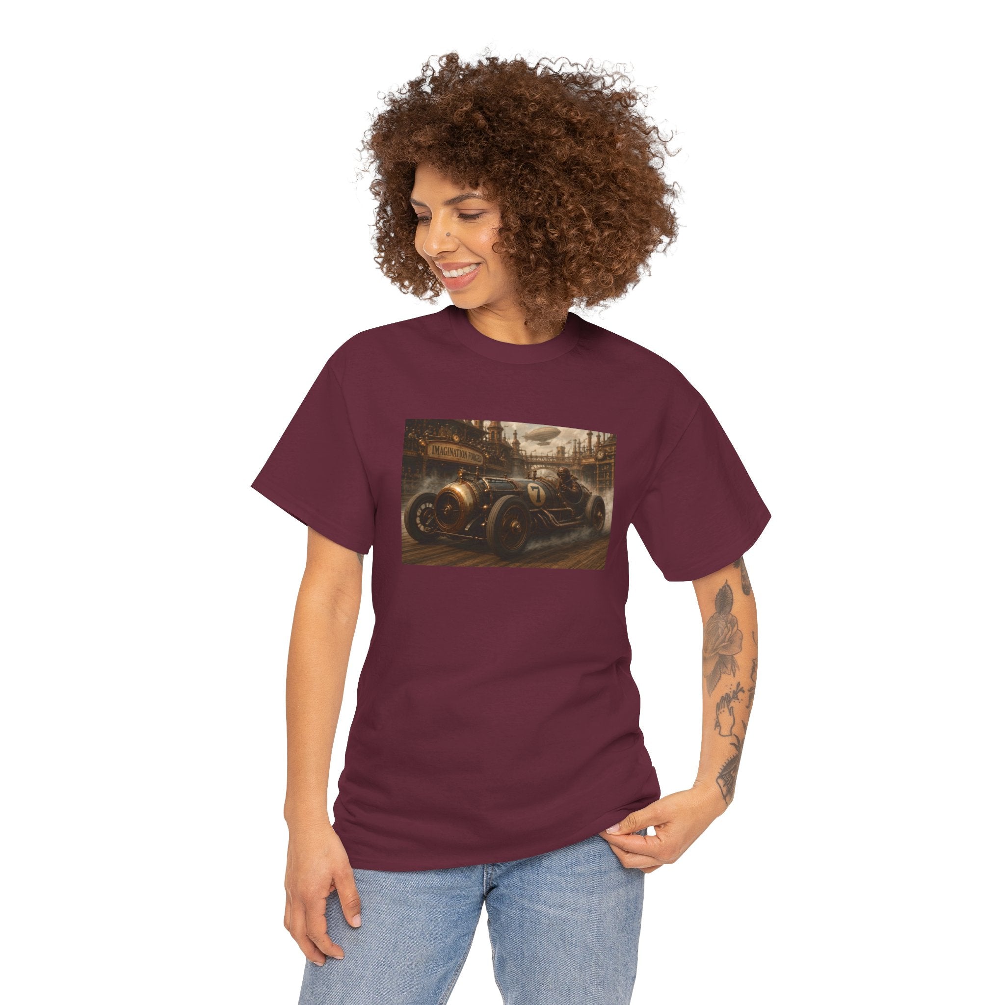 Steampunk Racecar Tee — Classic Antique Car Graphic T-Shirt