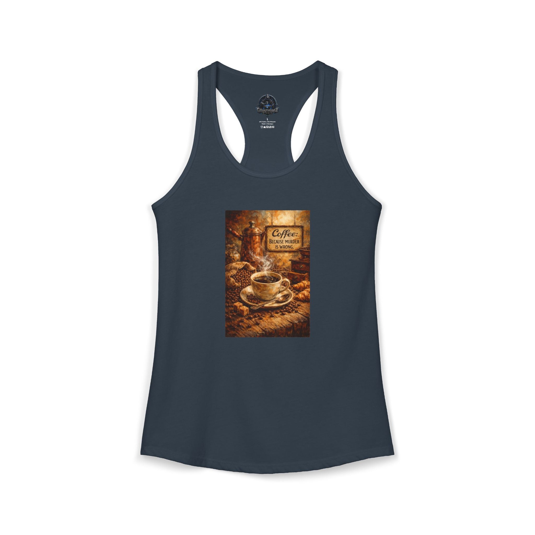 Women's Ideal Racerback Tank - "Coffee B/c Murder is wrong"