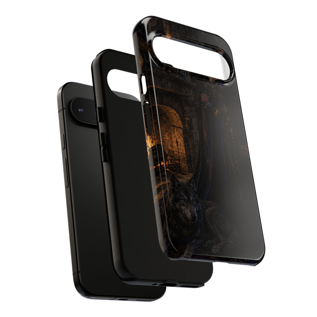Gothic Witch Phone Case — Dark Fantasy Wolf & Fireplace Tough Case