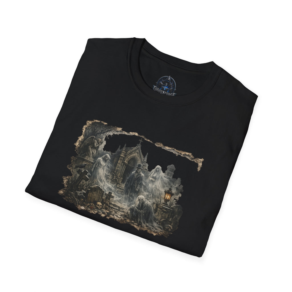 Haunted Graveyard Ghosts T-Shirt — Vintage Gothic Paranormal Tee