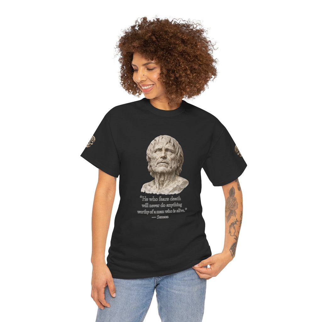 Premium Memento Mori Tee — Stoic Bust & Skull Graphic T-Shirt