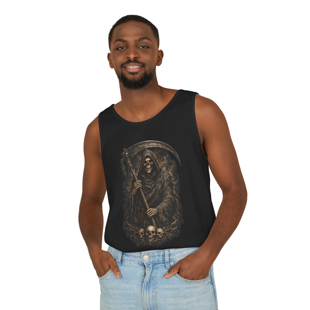 Reaper Scythe Tank Top — Gothic Grim Reaper Skull Graphic