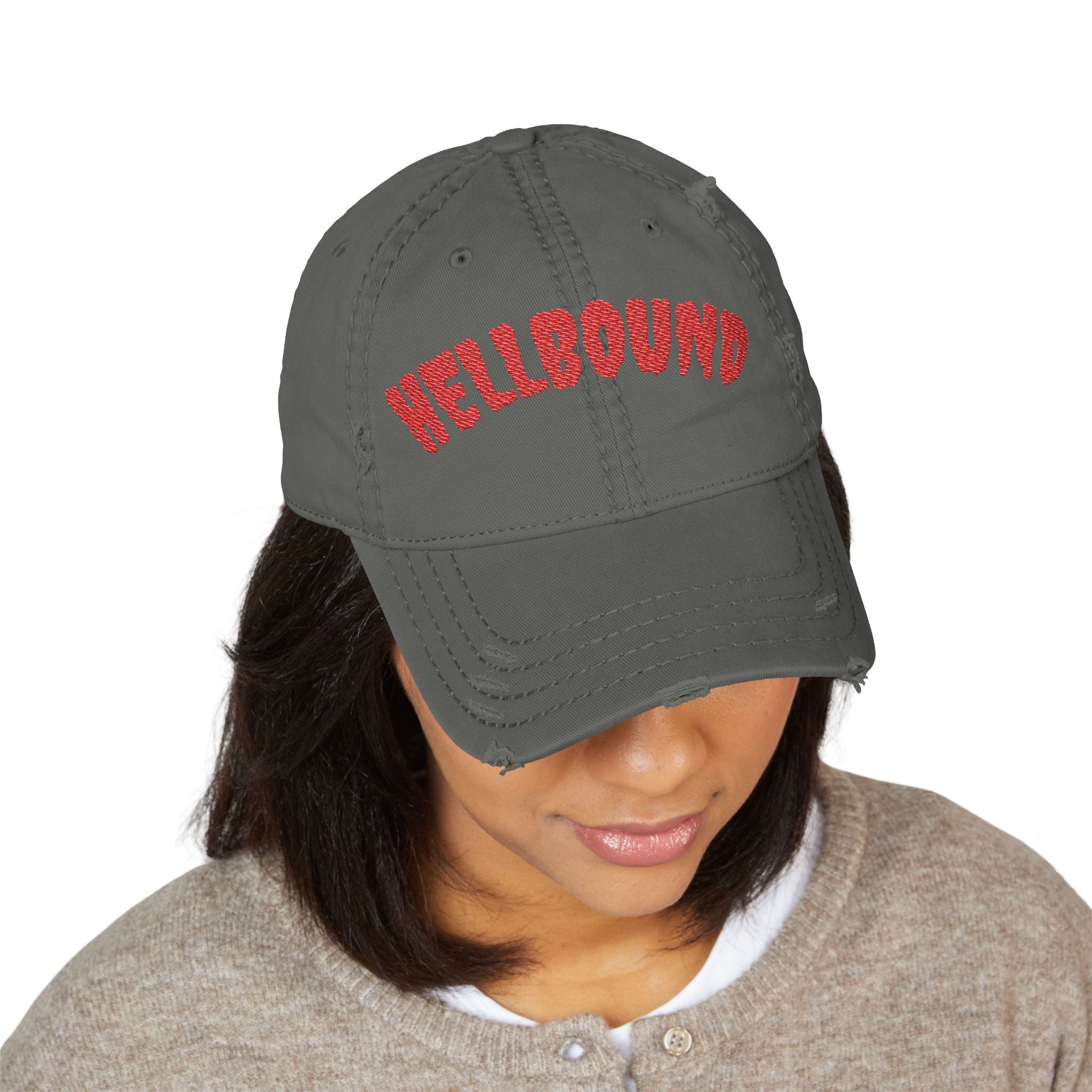 Hellbound Distressed Dad Hat — Embroidered Vintage Baseball Cap