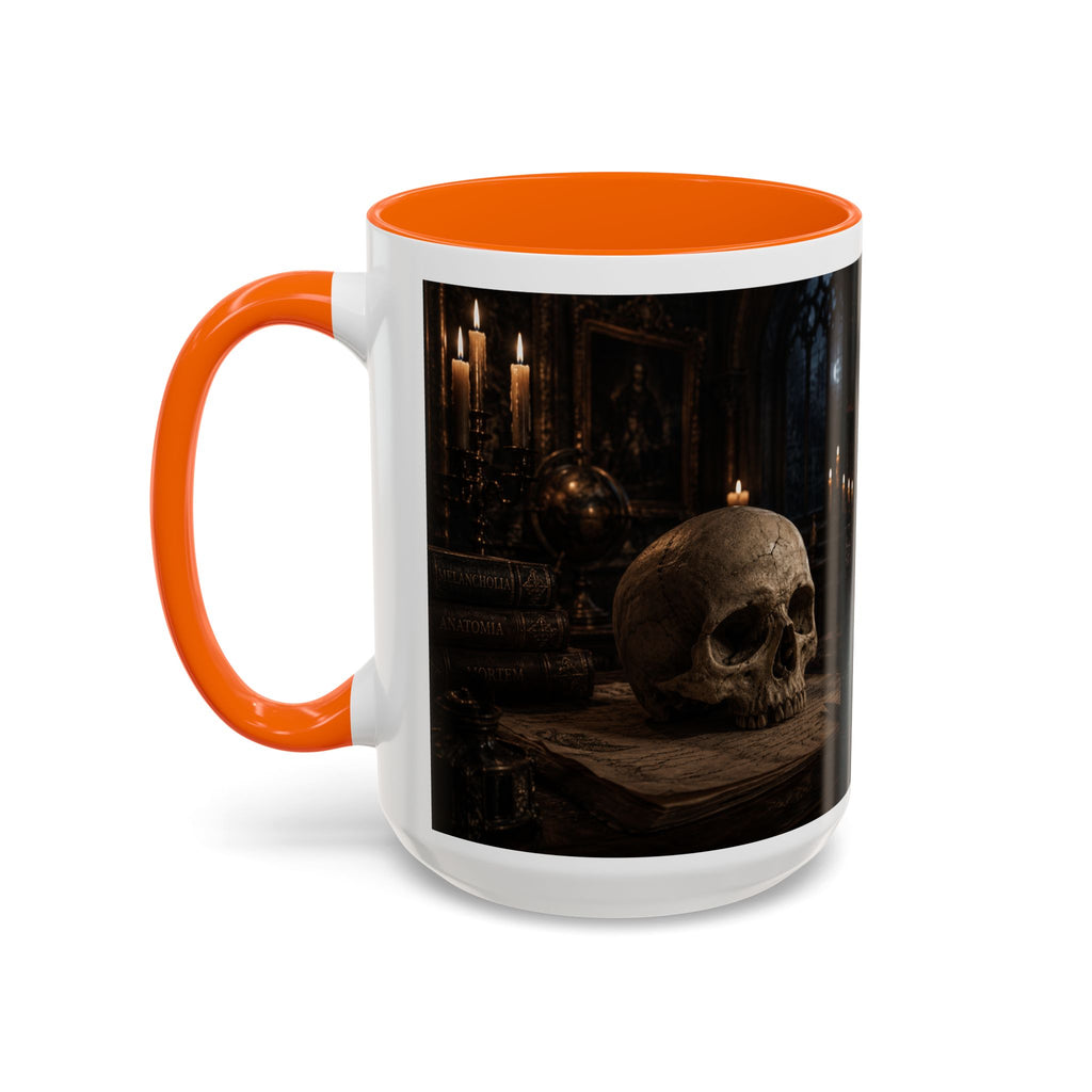Gothic Skull Coffee Mug — Candlelit Occult Library Accent Mug (11/15oz)