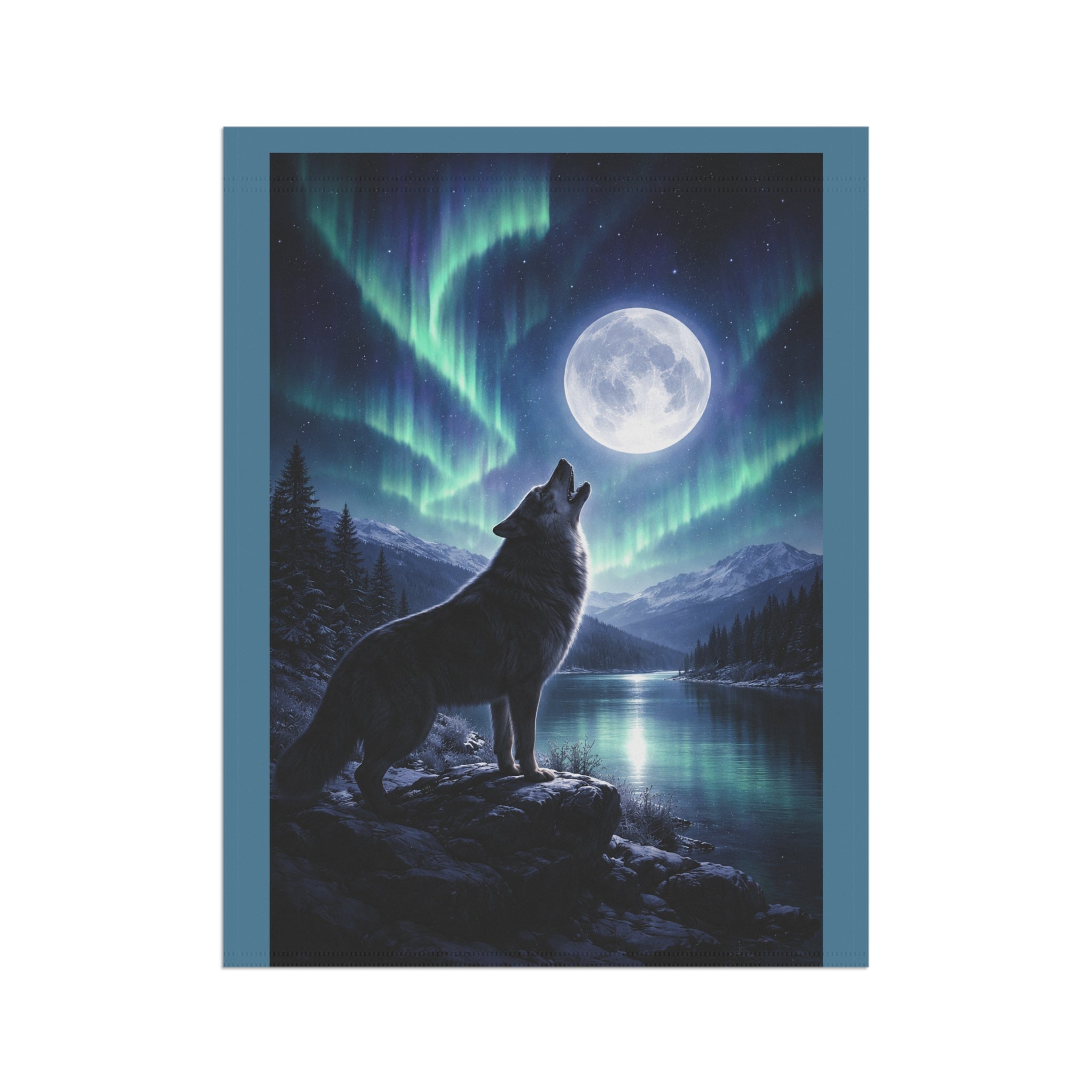 Howling Wolf Moon Garden Flag — Northern Lights Outdoor House Banner