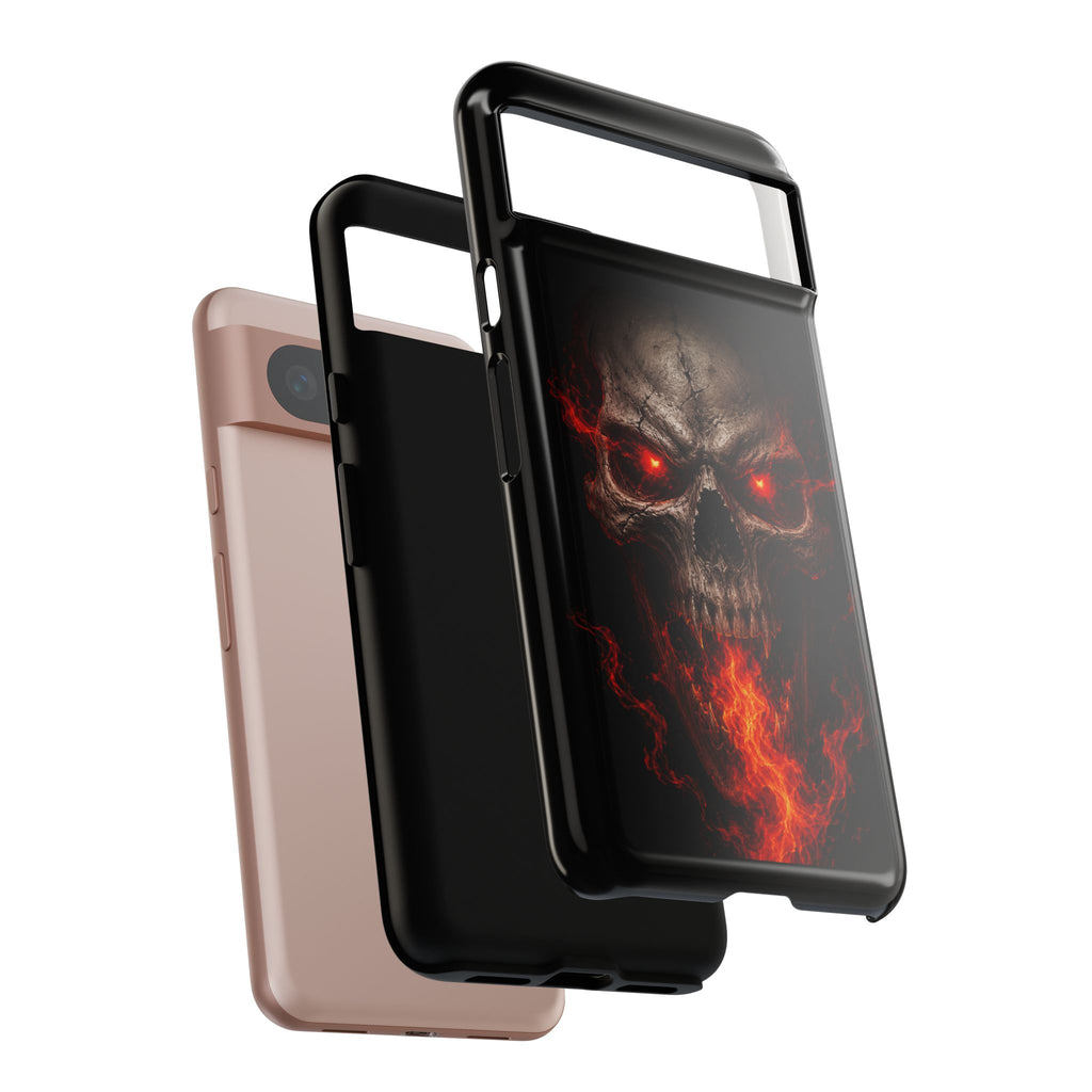 Flaming Skull Tough Case — Heavy-Duty Phone Case with Red-Eye Skull Design