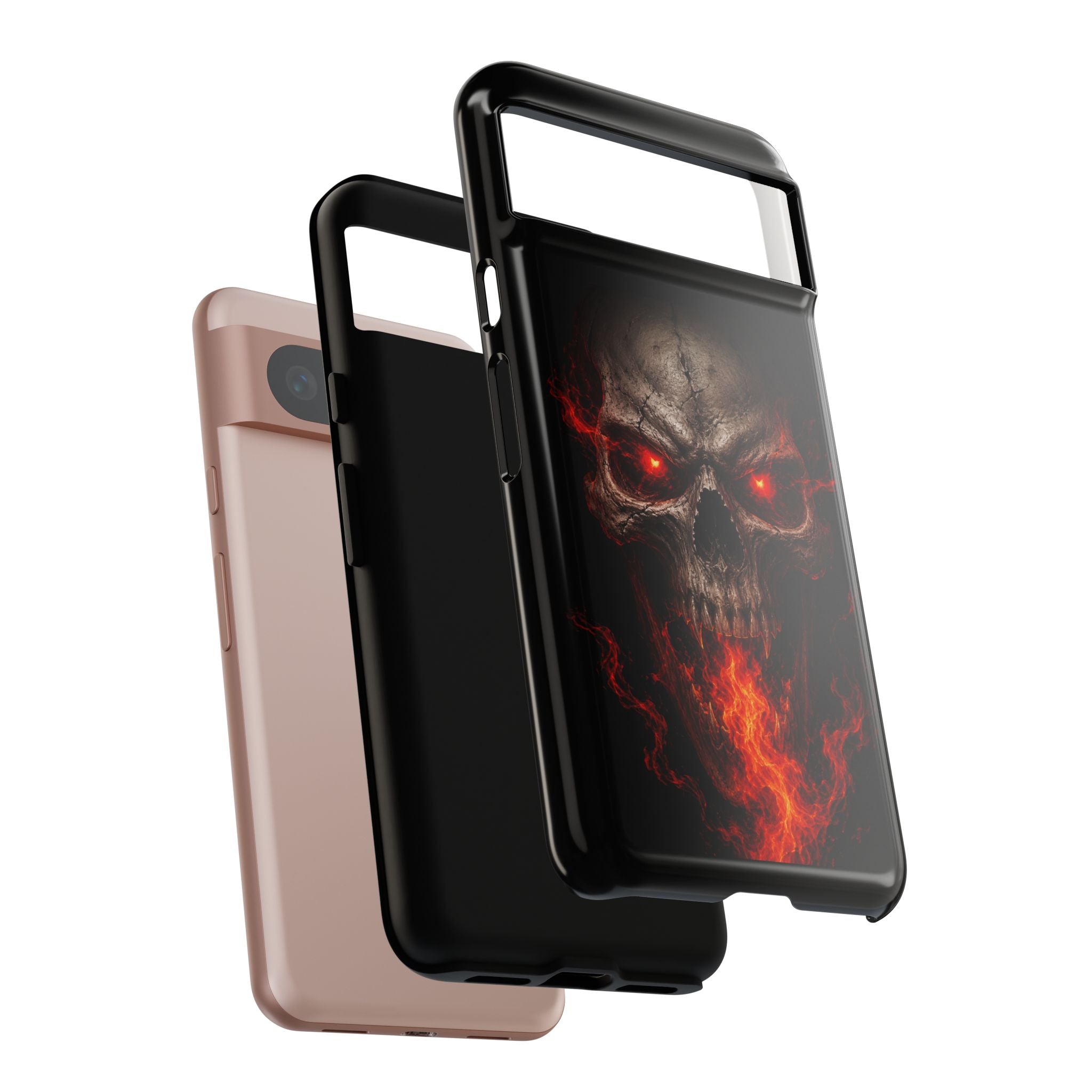 Flaming Skull Tough Case — Heavy-Duty Phone Case with Red-Eye Skull Design