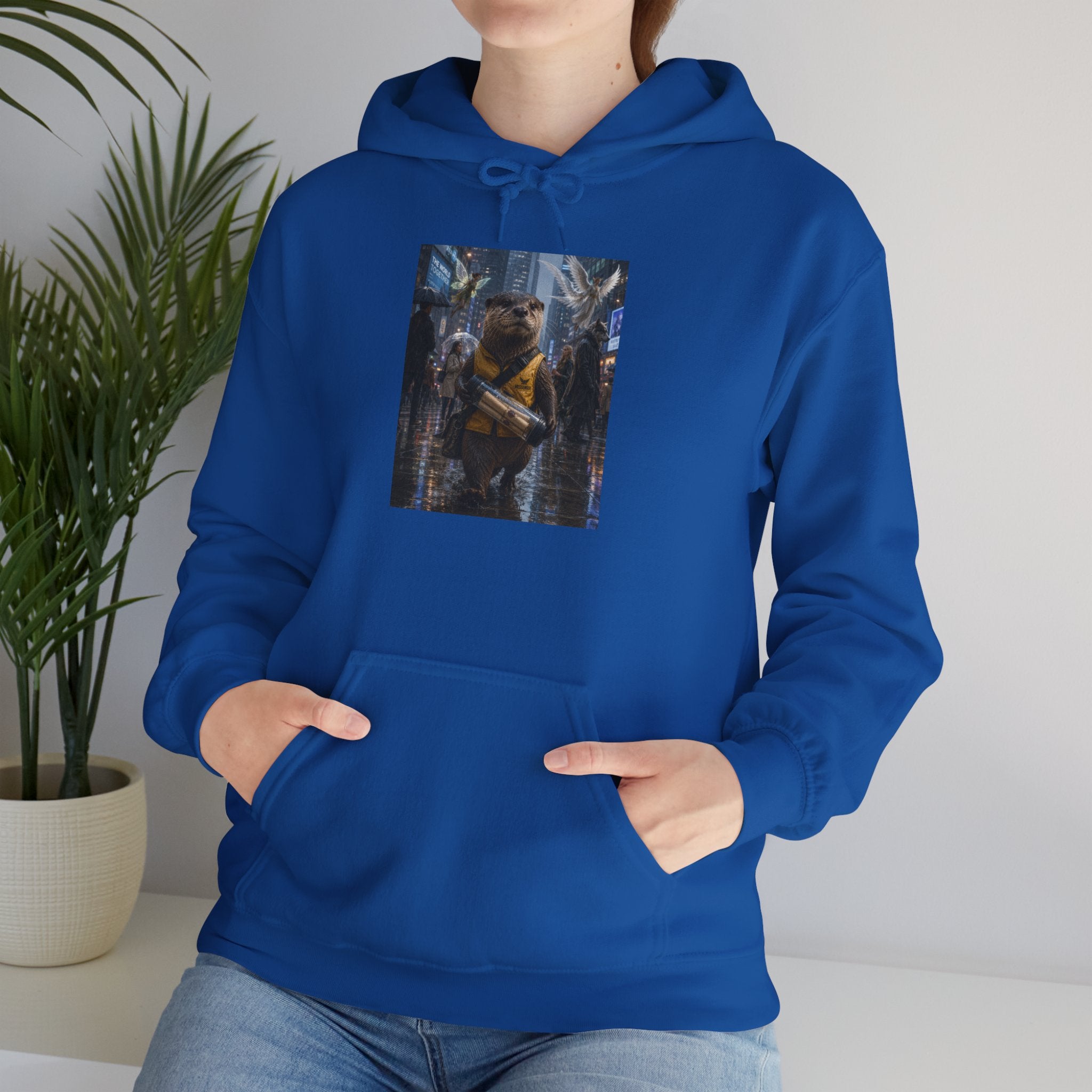 Messenger Otter Hoodie — Urban Wildlife Graphic Sweatshirt