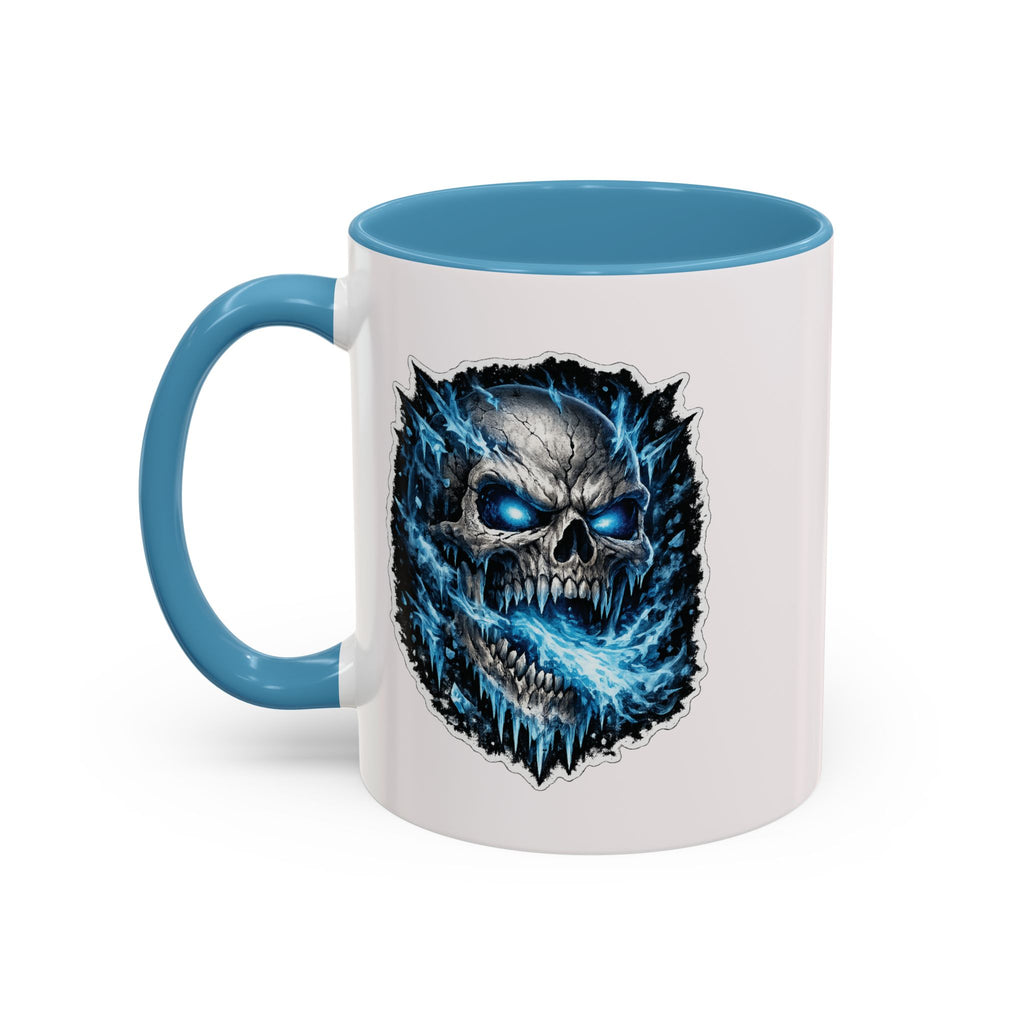Blue Lightning Skull Accent Coffee Mug – Gothic Horror Coffee Cup (11/15oz)