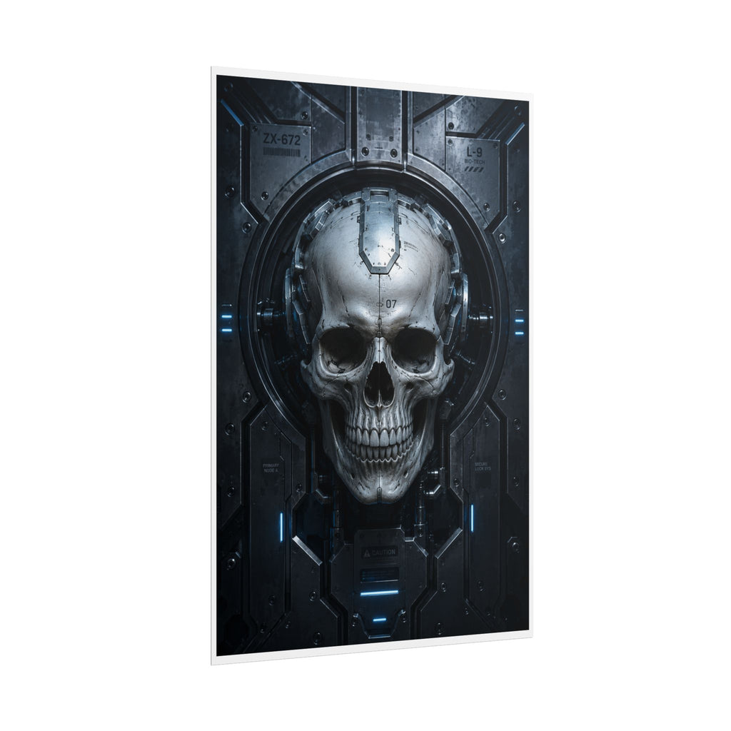 Cyber Skull Poster — Futuristic Sci‑Fi Skull Wall Art (Rolled Poster)