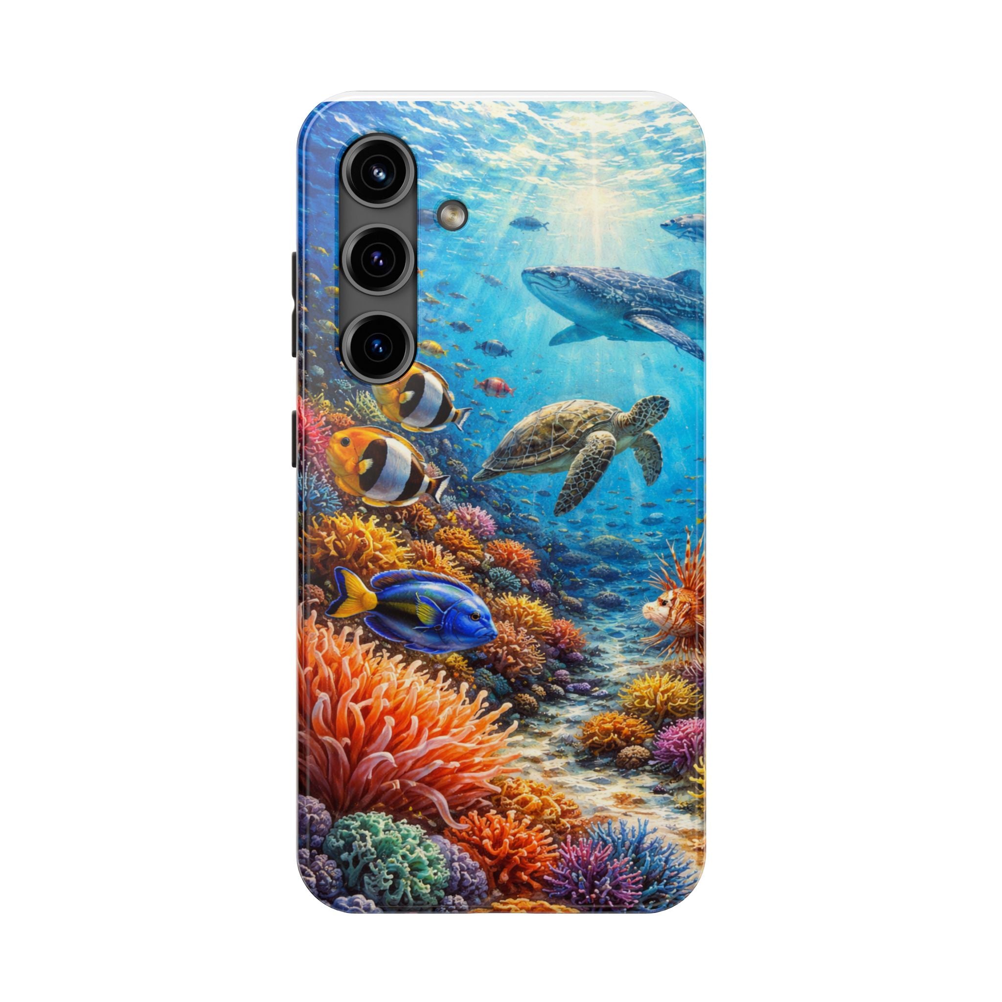 Ocean Reef Tough Phone Case — Colorful Sea Turtle & Tropical Fish Design