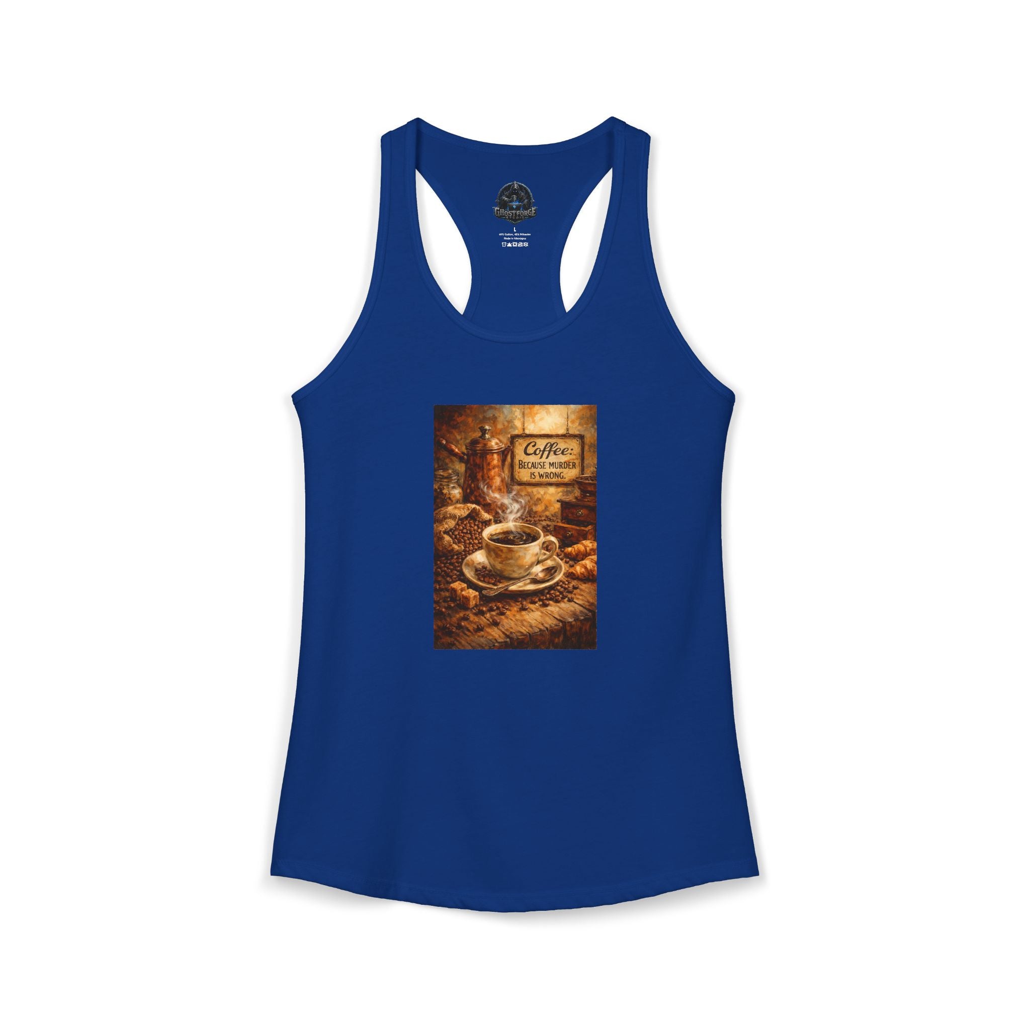 Women's Ideal Racerback Tank - "Coffee B/c Murder is wrong"