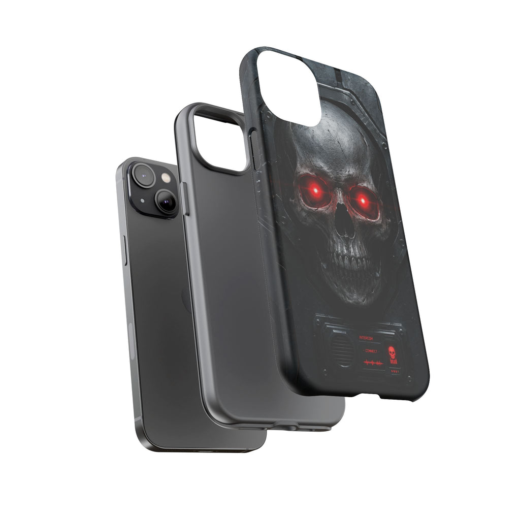Skull Sentinel Phone Case — Red-Eyed Tactical Skull Protective Case