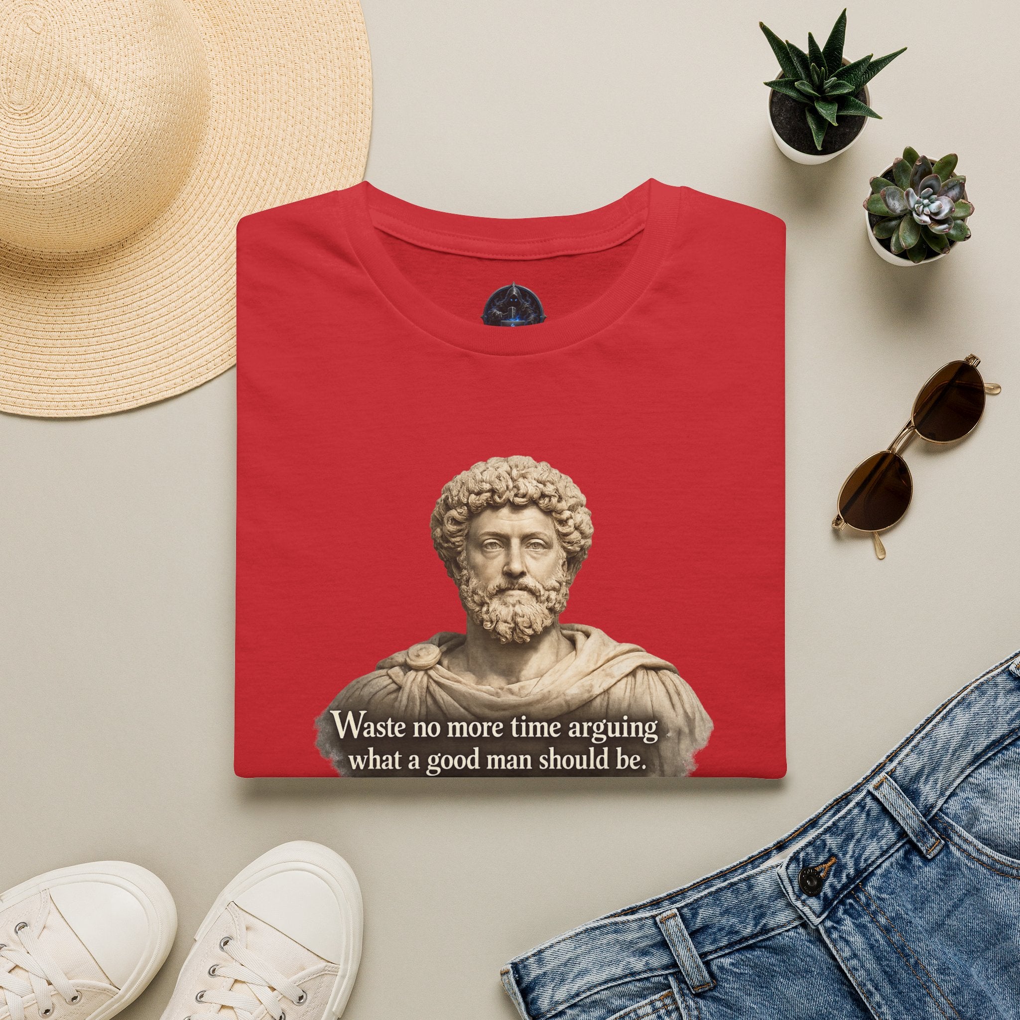 Marcus Aurelius Bust T-Shirt – “Waste No More Time...” Stoic Quote Tee