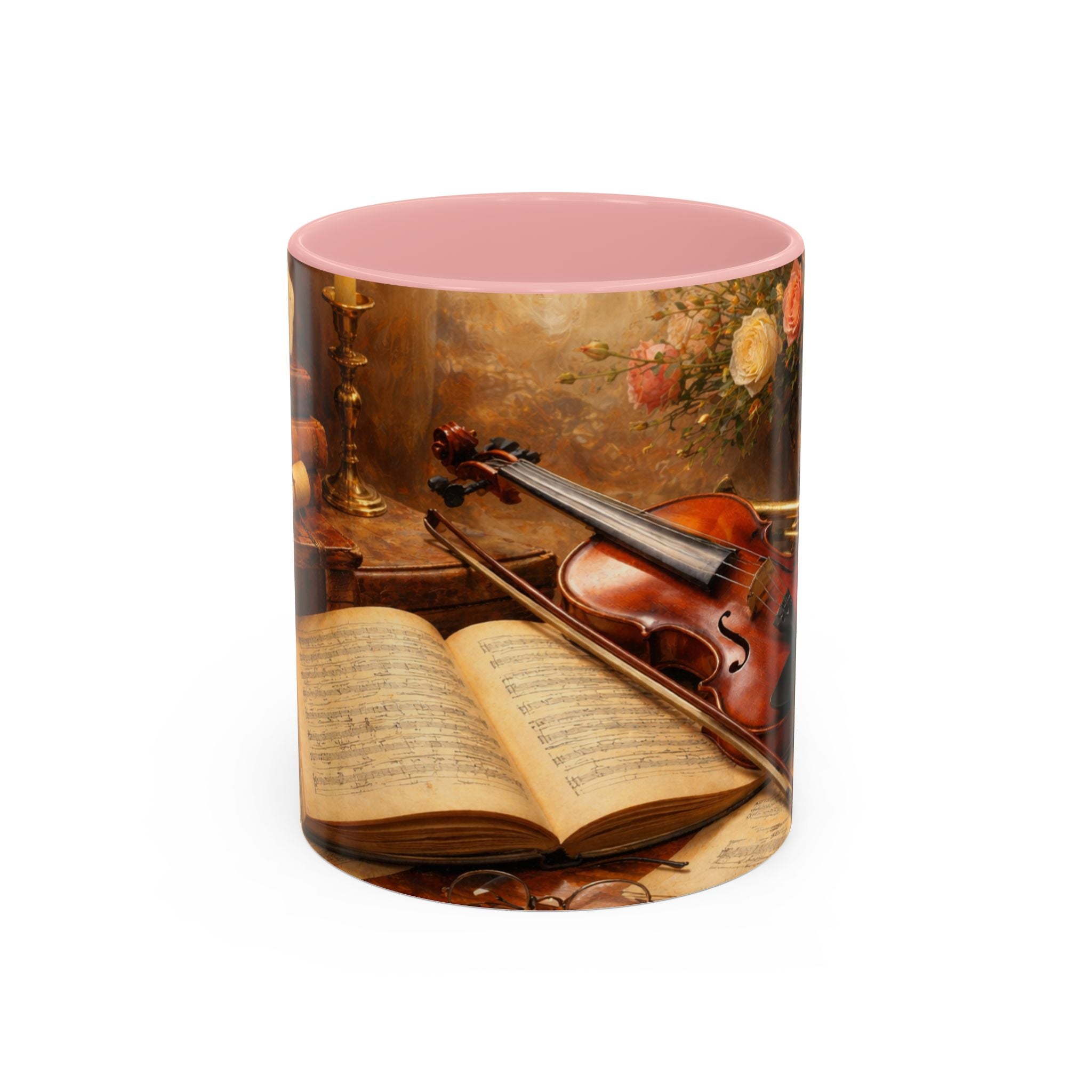 Classical Music Coffee Mug – Classical Music Floral Design (11/15 oz)