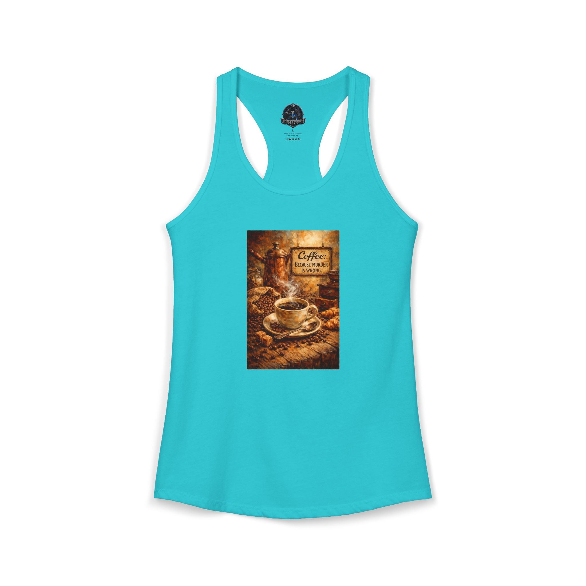 Women's Ideal Racerback Tank - "Coffee B/c Murder is wrong"