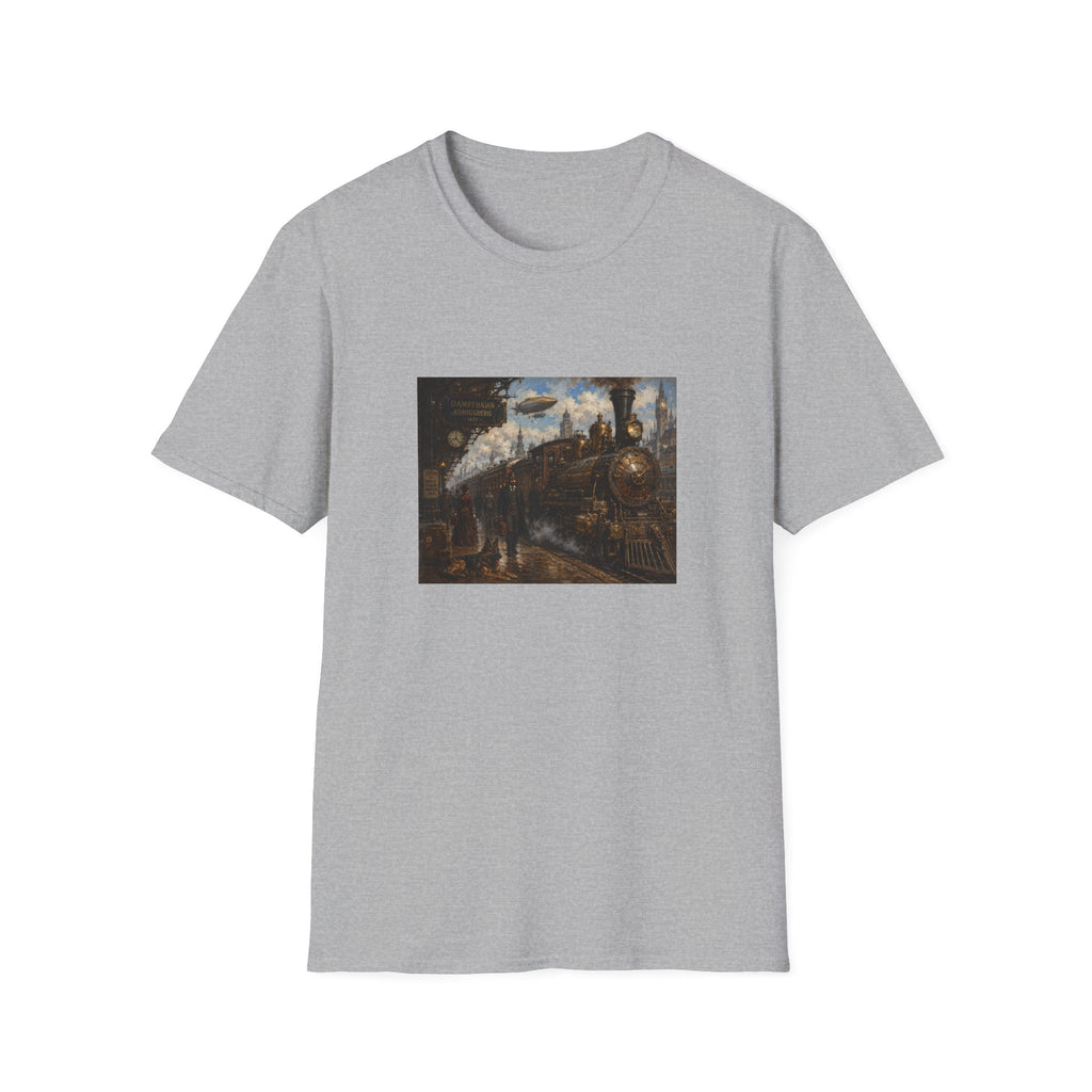 Steampunk Steamtrain T‑Shirt — Vintage Airship & Locomotive Art Tee