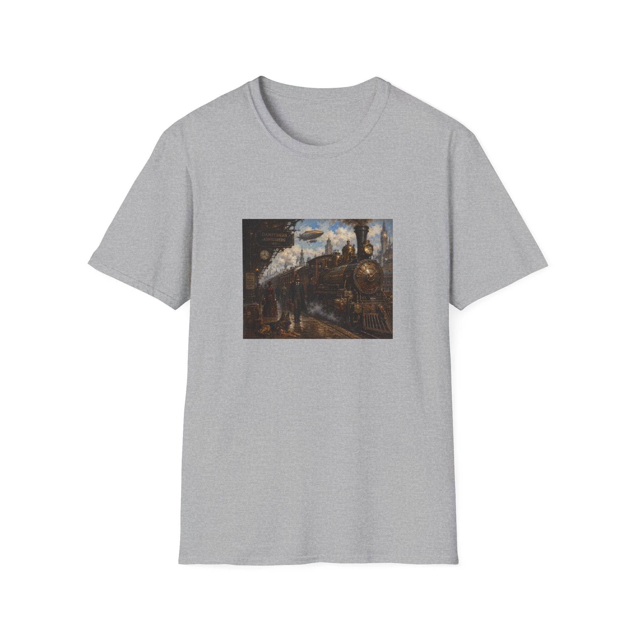 Steampunk Steamtrain T‑Shirt — Vintage Airship & Locomotive Art Tee