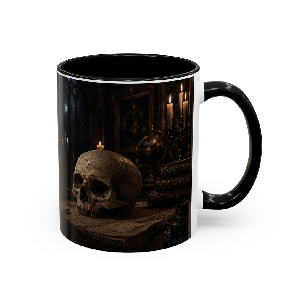 Gothic Skull Coffee Mug — Candlelit Occult Library Accent Mug (11/15oz)