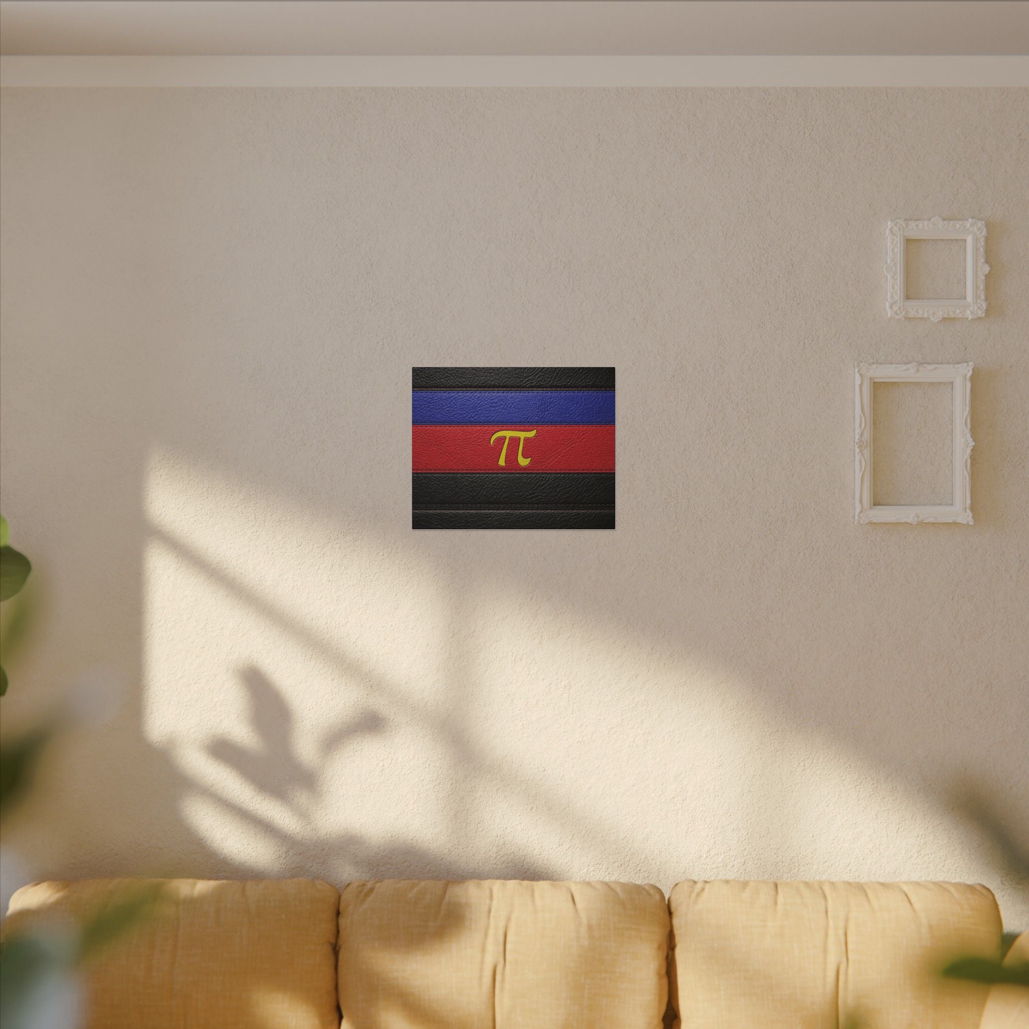 Polyamorous Symbol Leather Flag Canvas Print — Blue & Red Striped Matte Wall Art