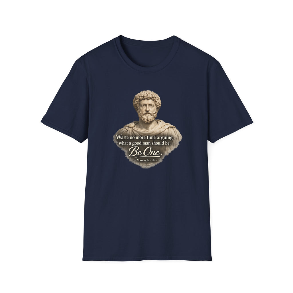 Marcus Aurelius Bust T-Shirt – “Waste No More Time Arguing” Stoic Quote Tee