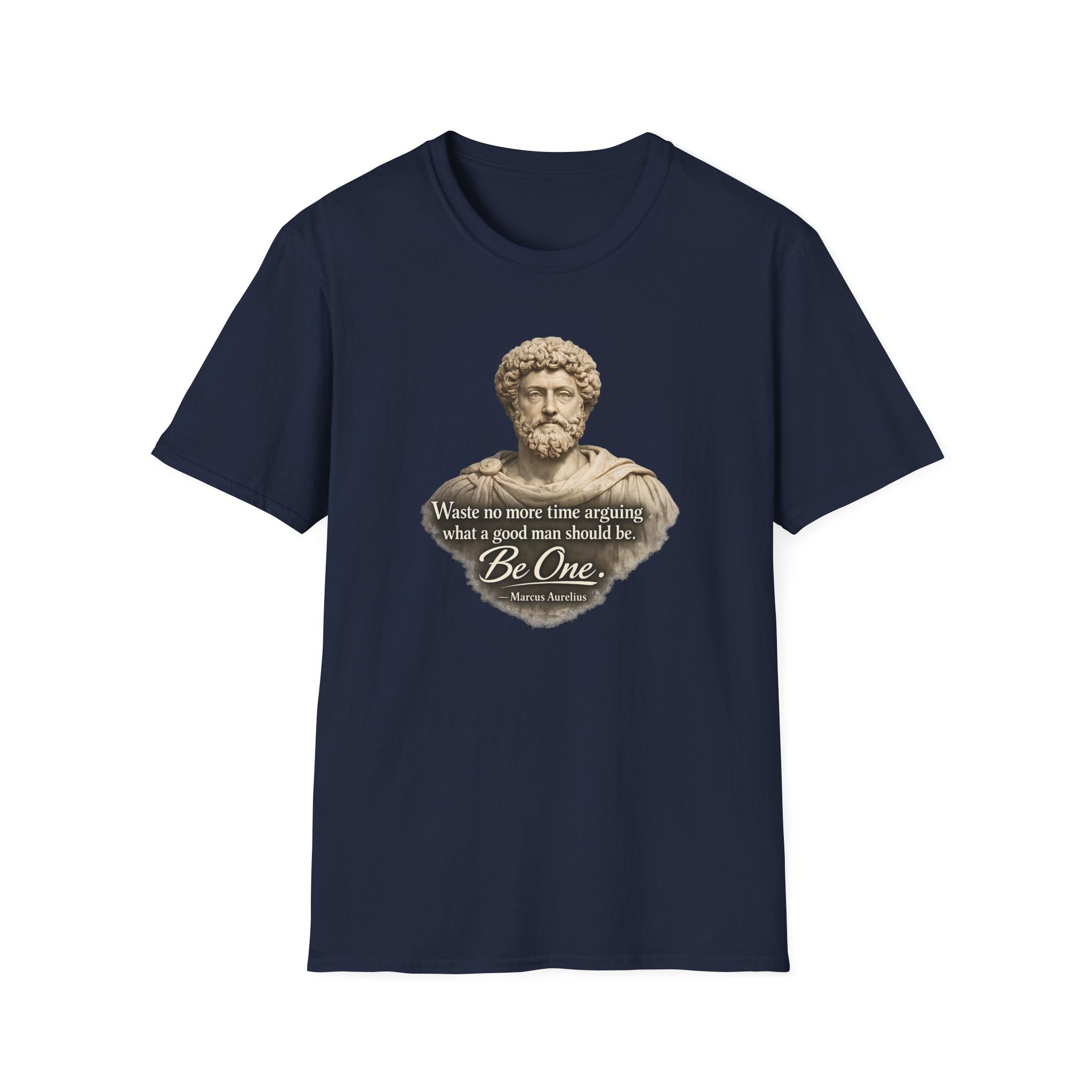 Marcus Aurelius Bust T-Shirt – “Waste No More Time Arguing” Stoic Quote Tee