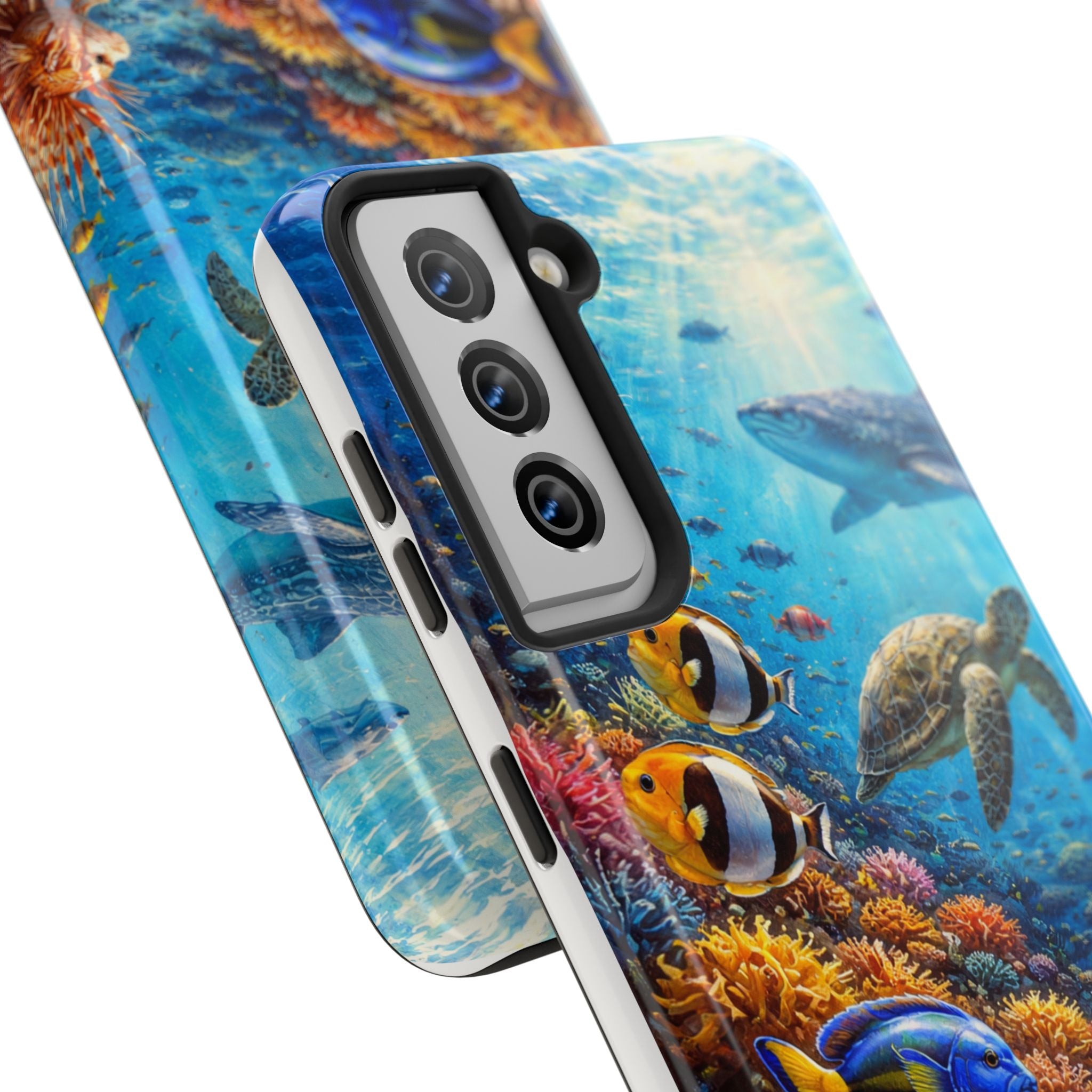 Ocean Reef Tough Phone Case — Colorful Sea Turtle & Tropical Fish Design