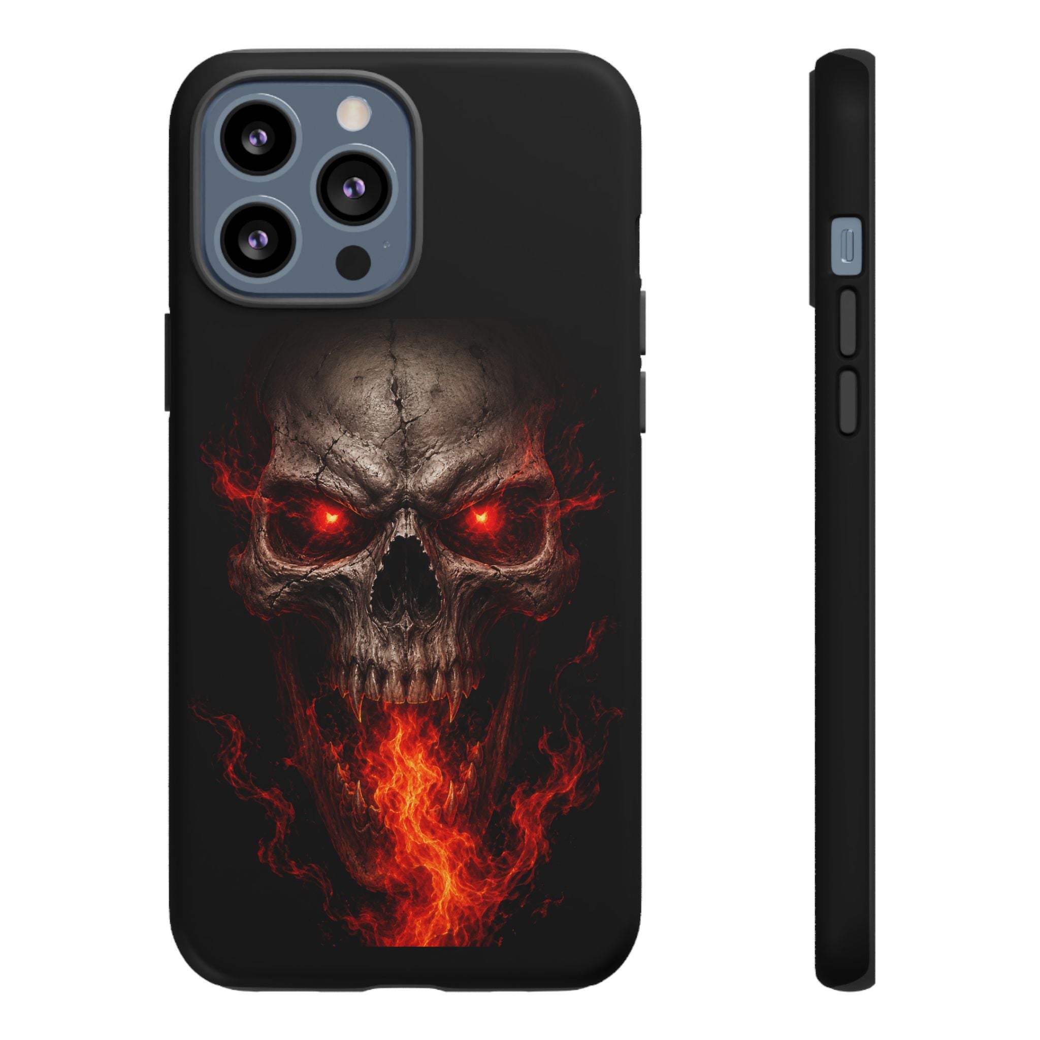 Flaming Skull Tough Case — Heavy-Duty Phone Case with Red-Eye Skull Design