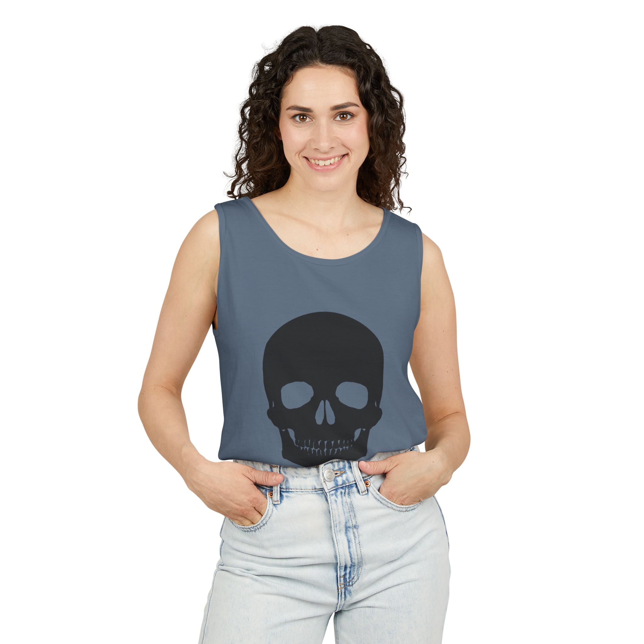 Skull Graphic Tank Top — Bold Black Skull Summer Vest