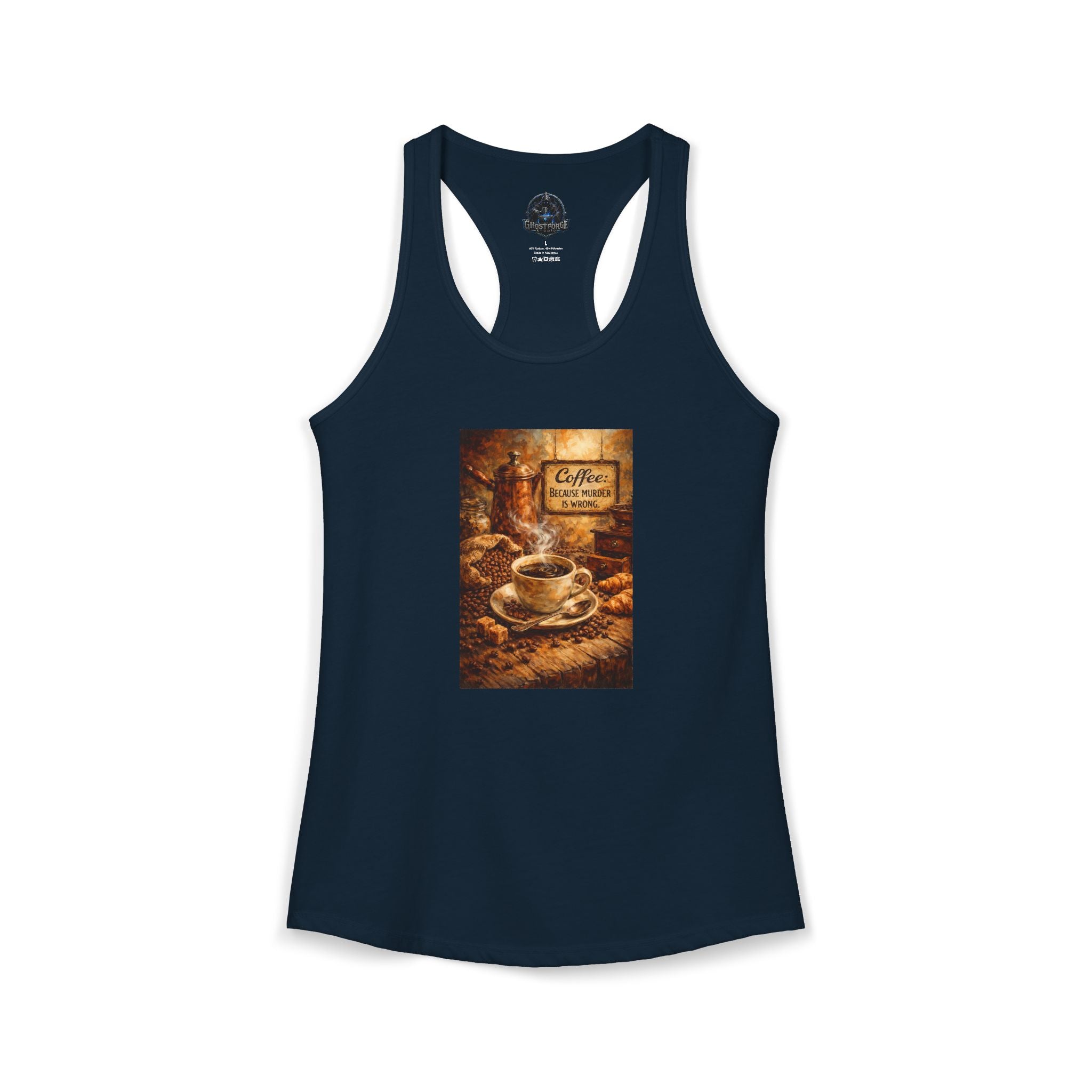 Women's Ideal Racerback Tank - "Coffee B/c Murder is wrong"