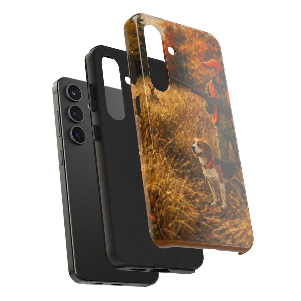 Hunting Scene Tough Phone Case — Hunter & Beagle Autumn Field Protective Cover