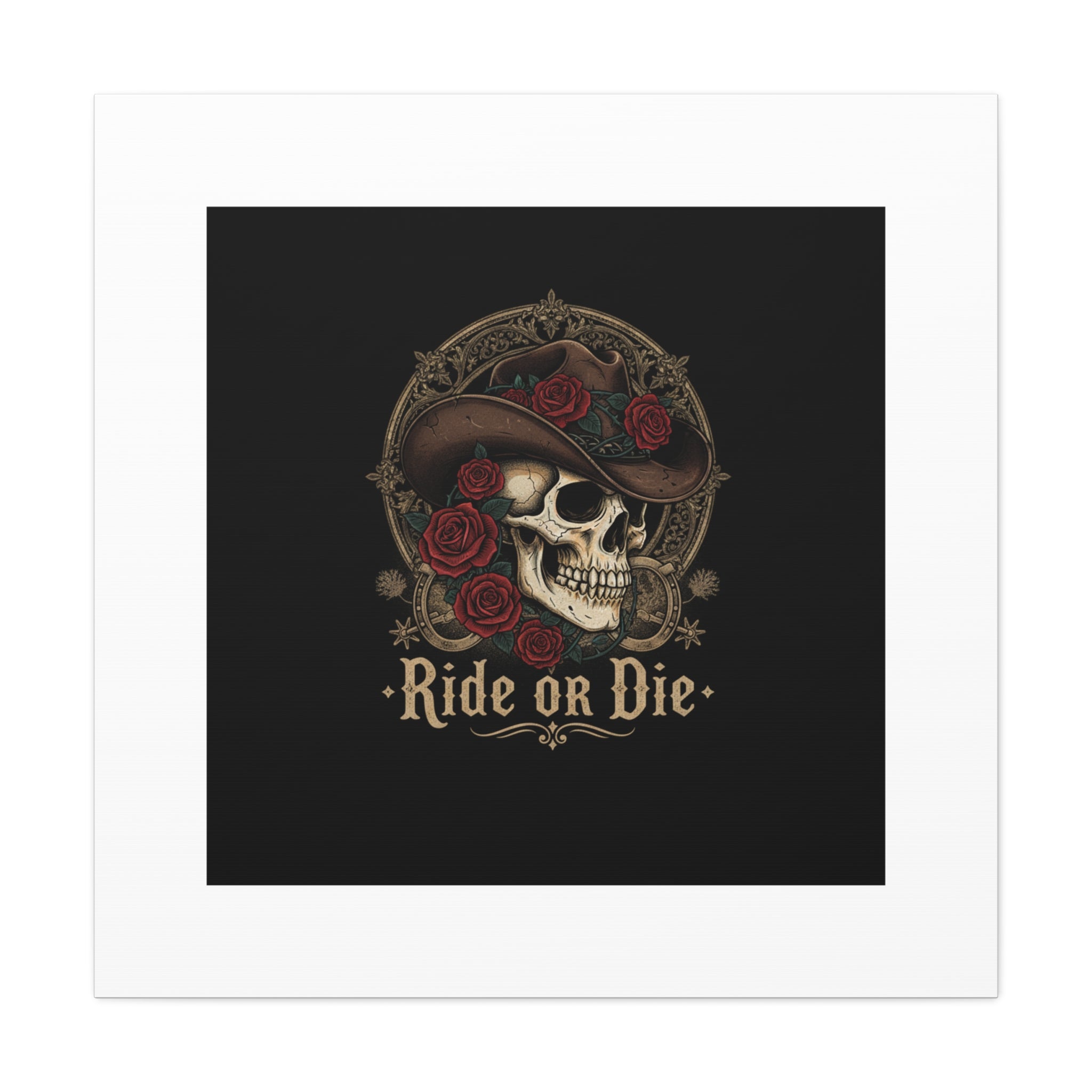 Ride or Die Skull Canvas | Western Skull Art, Gothic Americana