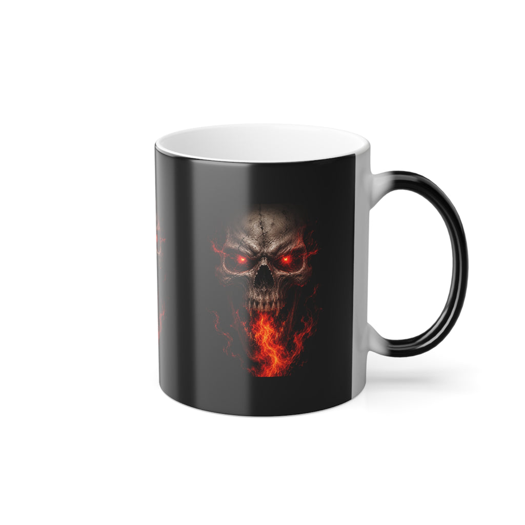 Color-Changing 11oz Mug — Fiery Skull Heat Reveal
