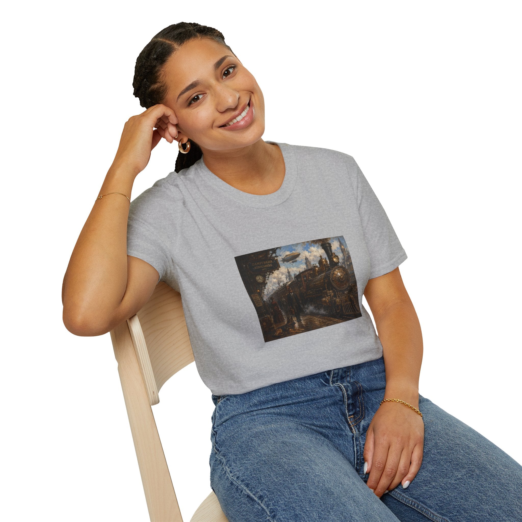 Steampunk Steamtrain T‑Shirt — Vintage Airship & Locomotive Art Tee