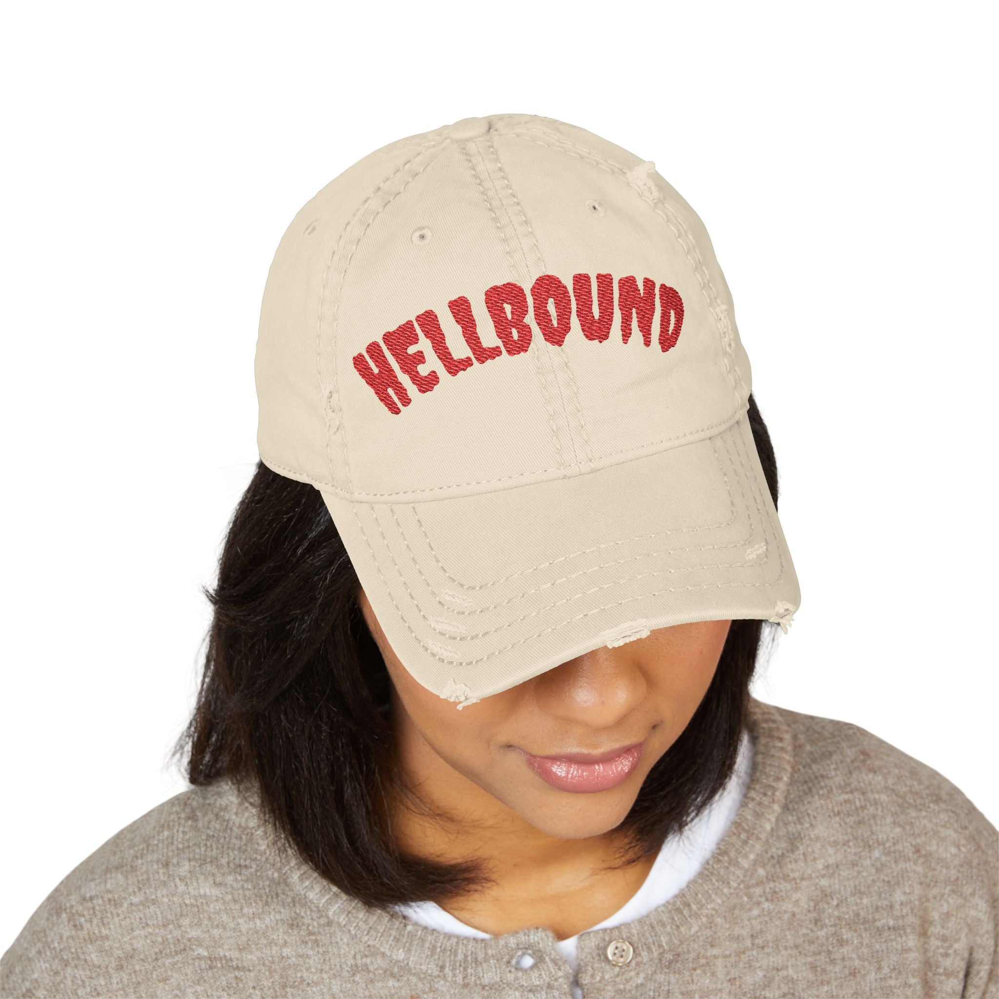 Hellbound Distressed Dad Hat — Embroidered Vintage Baseball Cap