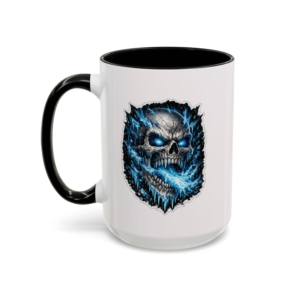 Blue Lightning Skull Accent Coffee Mug – Gothic Horror Coffee Cup (11/15oz)