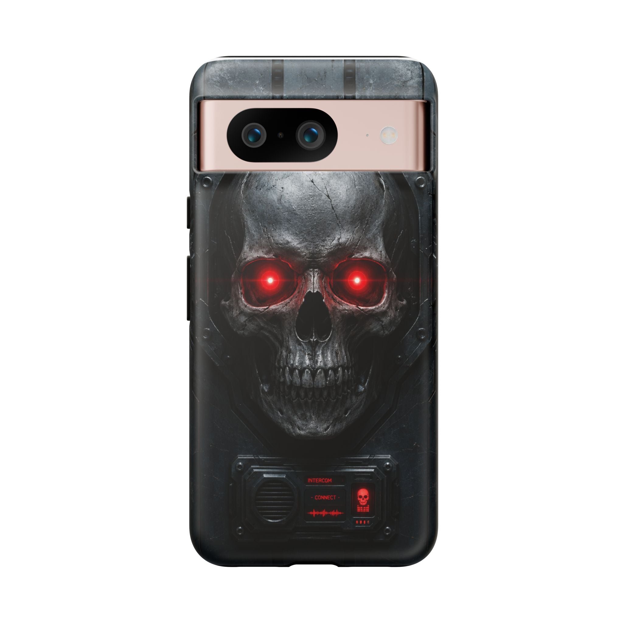 Skull Sentinel Phone Case — Red-Eyed Tactical Skull Protective Case