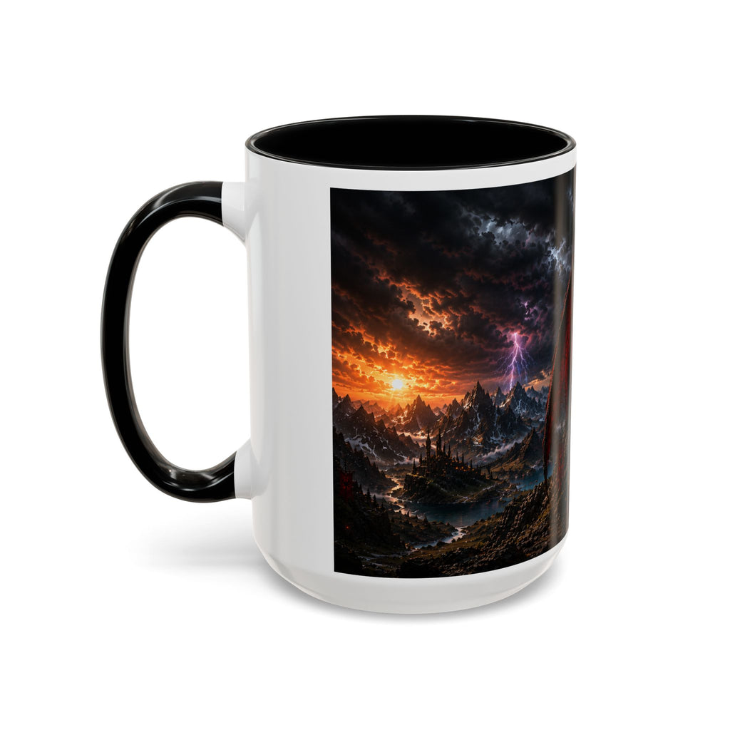 Dragon Coffee Mug — Dark Fantasy Red-Eyed Dragon Accent Mug (11/15oz)