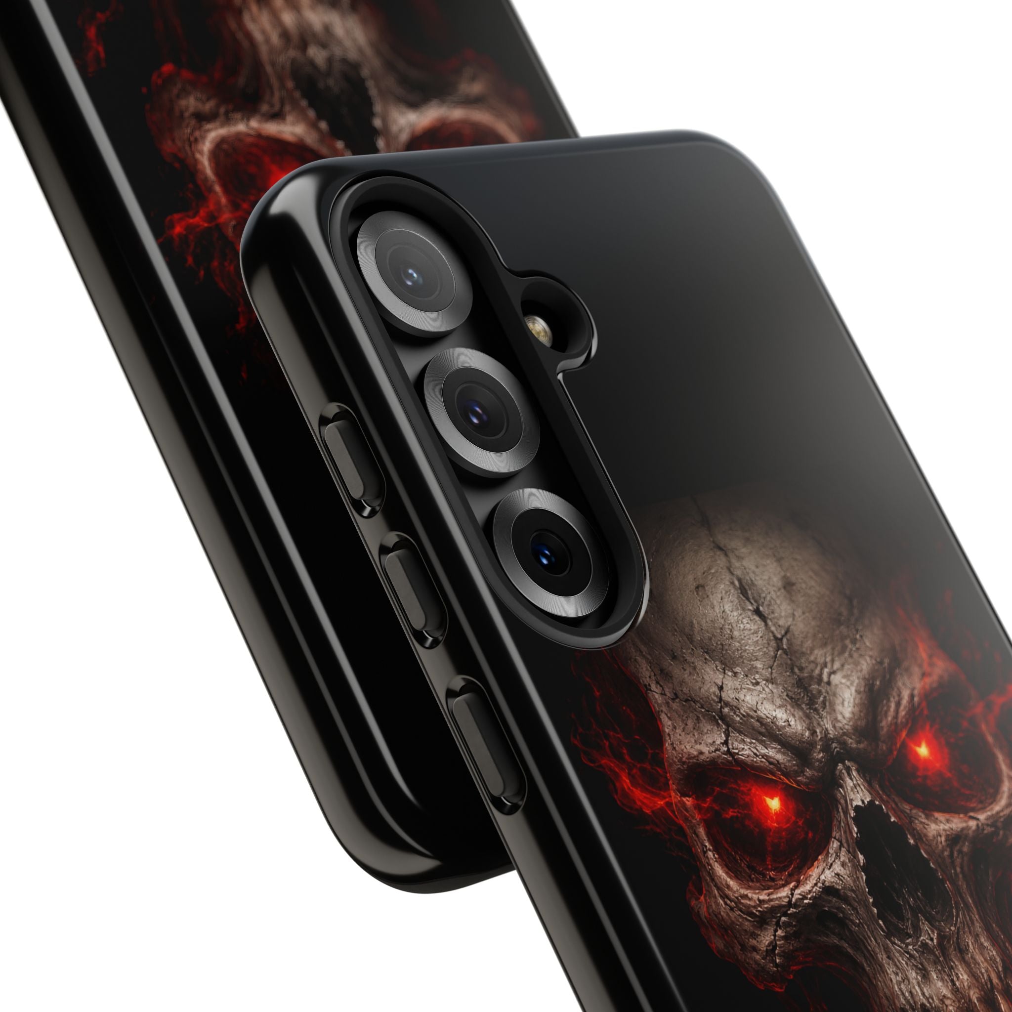 Flaming Skull Tough Case — Heavy-Duty Phone Case with Red-Eye Skull Design