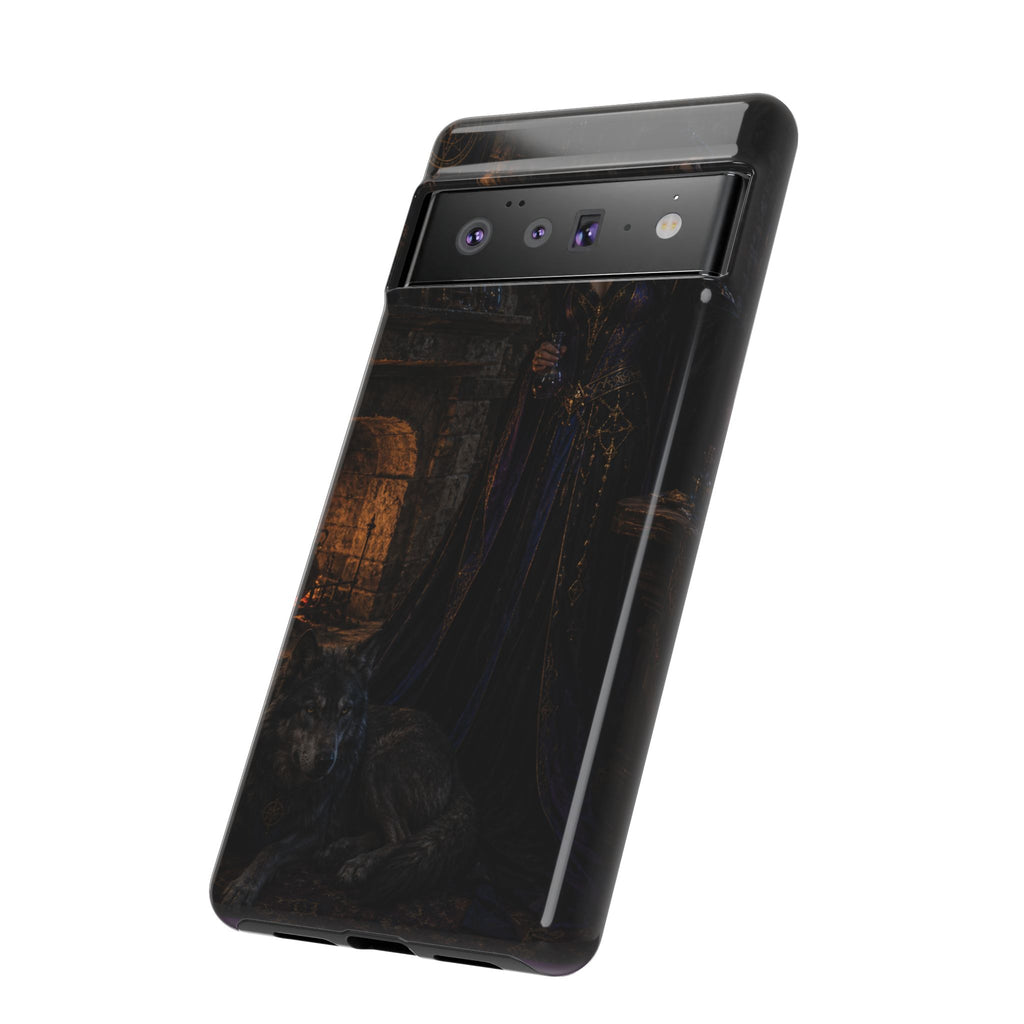 Gothic Witch Phone Case — Dark Fantasy Wolf & Fireplace Tough Case