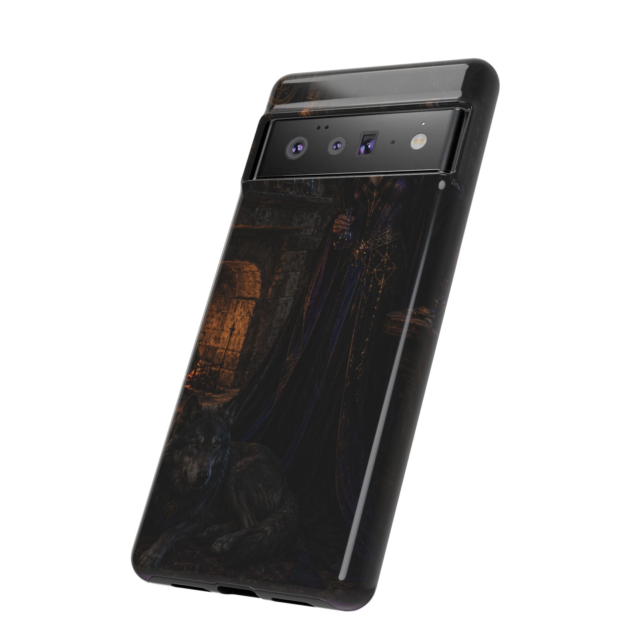 Gothic Witch Phone Case — Dark Fantasy Wolf & Fireplace Tough Case